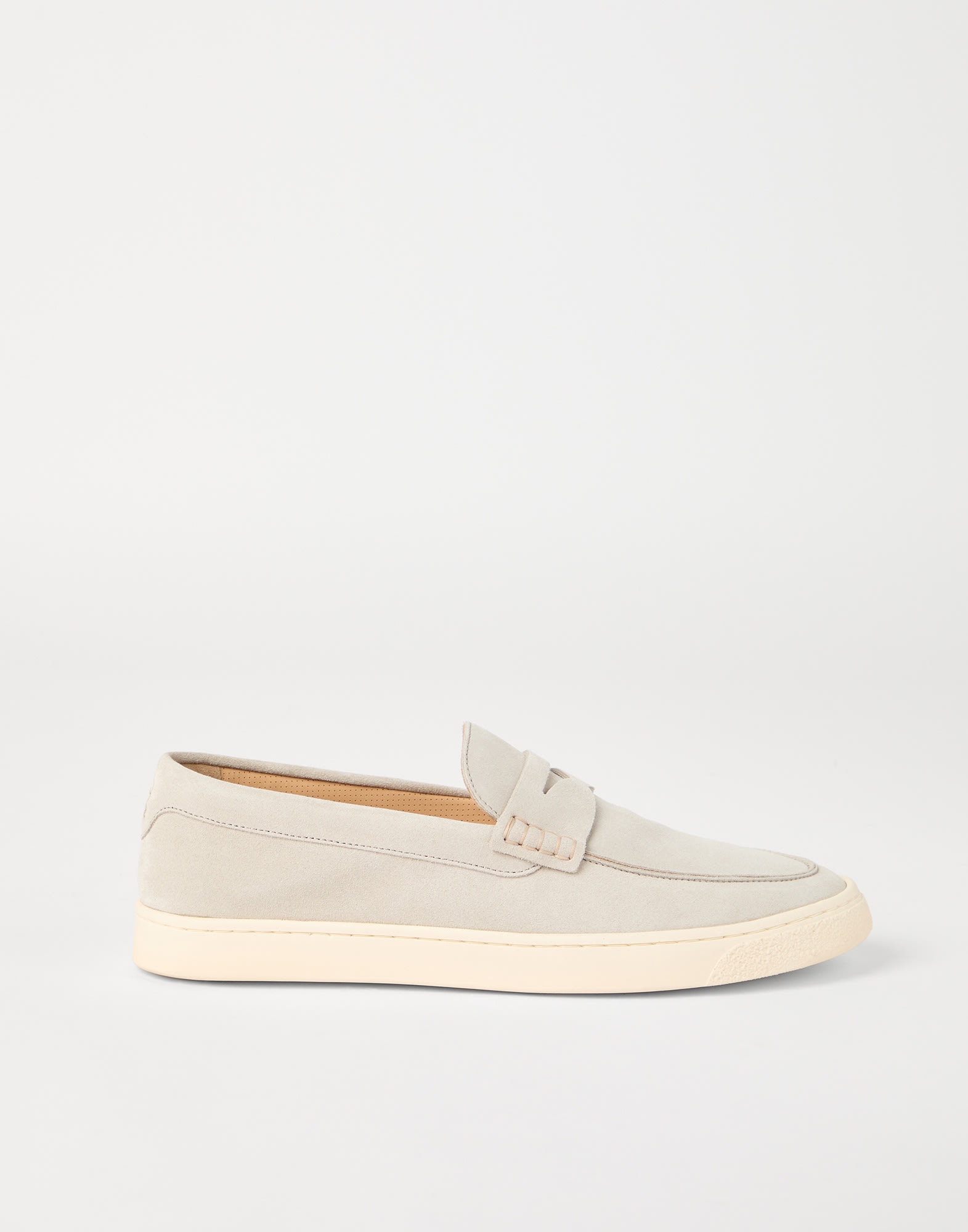 Washed suede loafer sneakers with natural rubber sole - 5
