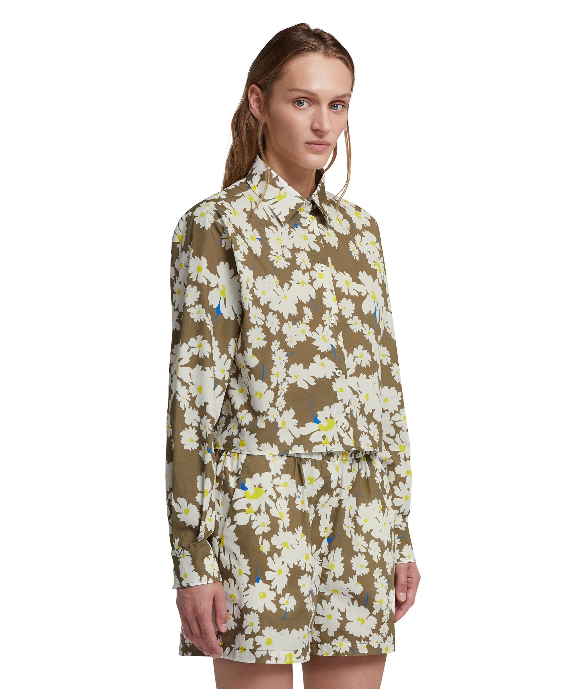 Poplin  crop shirt with daisy print - 4