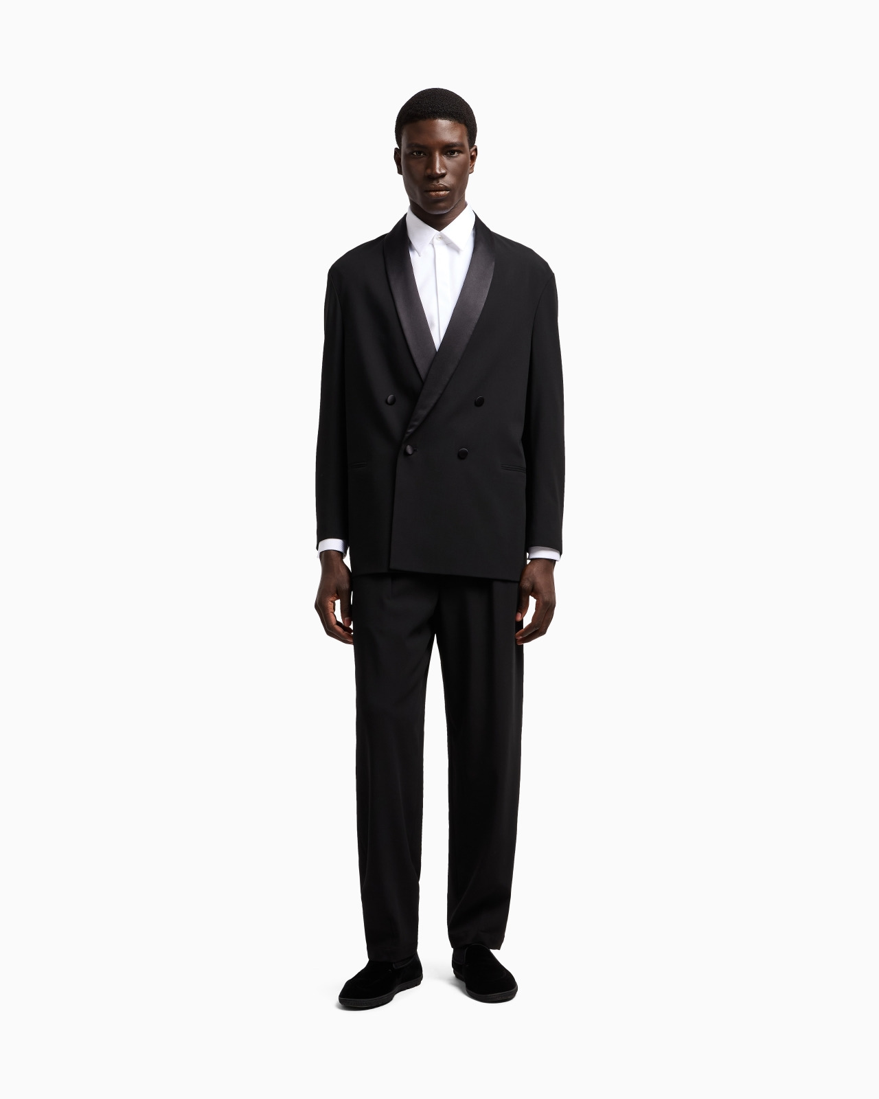 DOUBLE-BREASTED TUXEDO IN PURE VIRGIN WOOL CRÊPE - 4