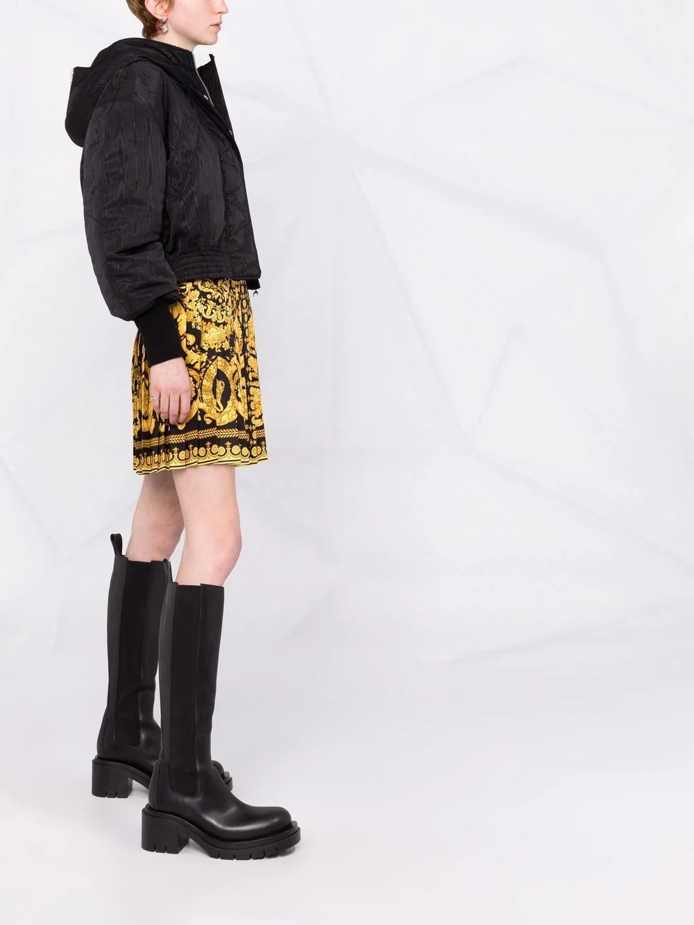 baroque-print pleated skirt - 6
