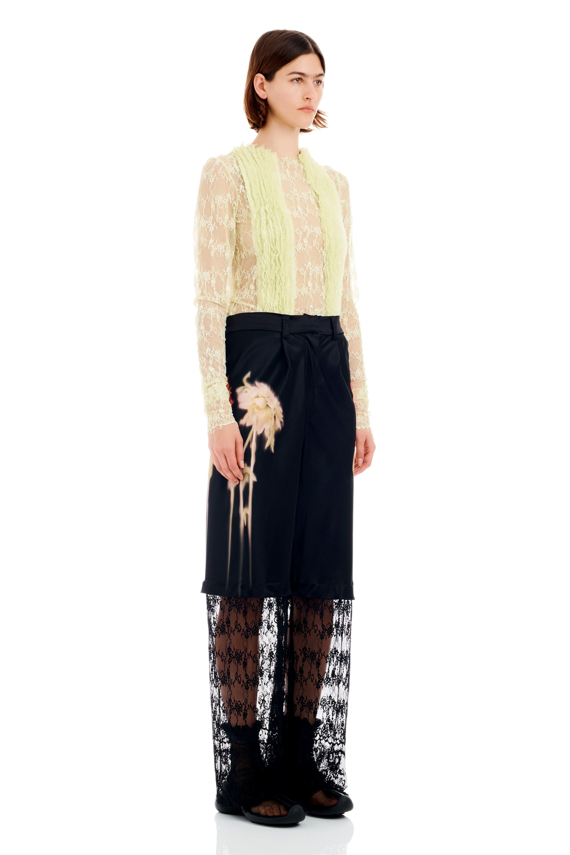 BLACK FLOWER DRIP DANTE LACE TROUSER - 3