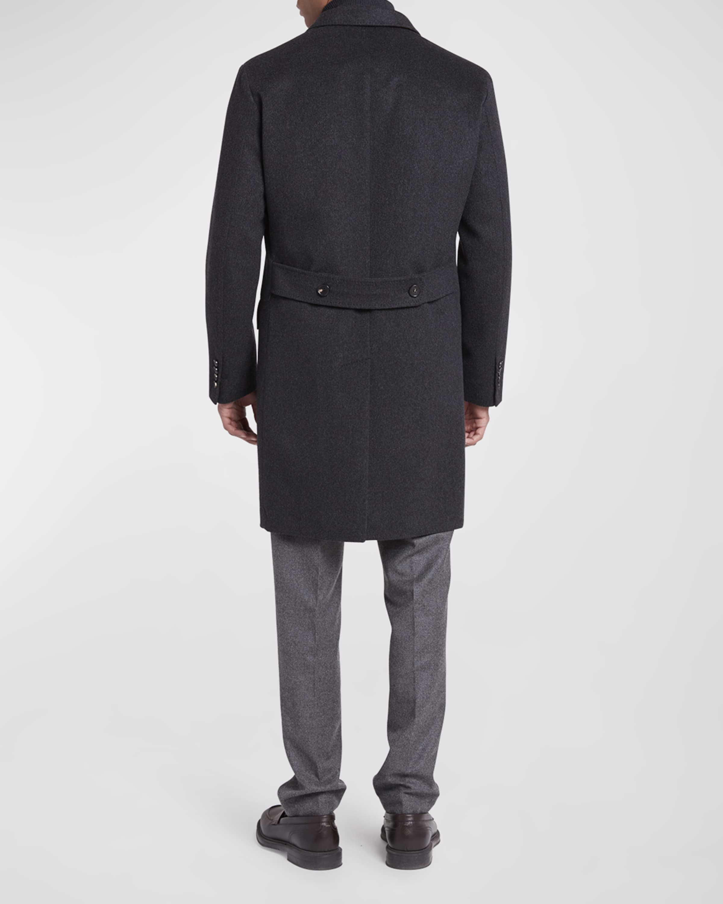 Men's Martingala Cashmere Overcoat with Inset Zip - 3