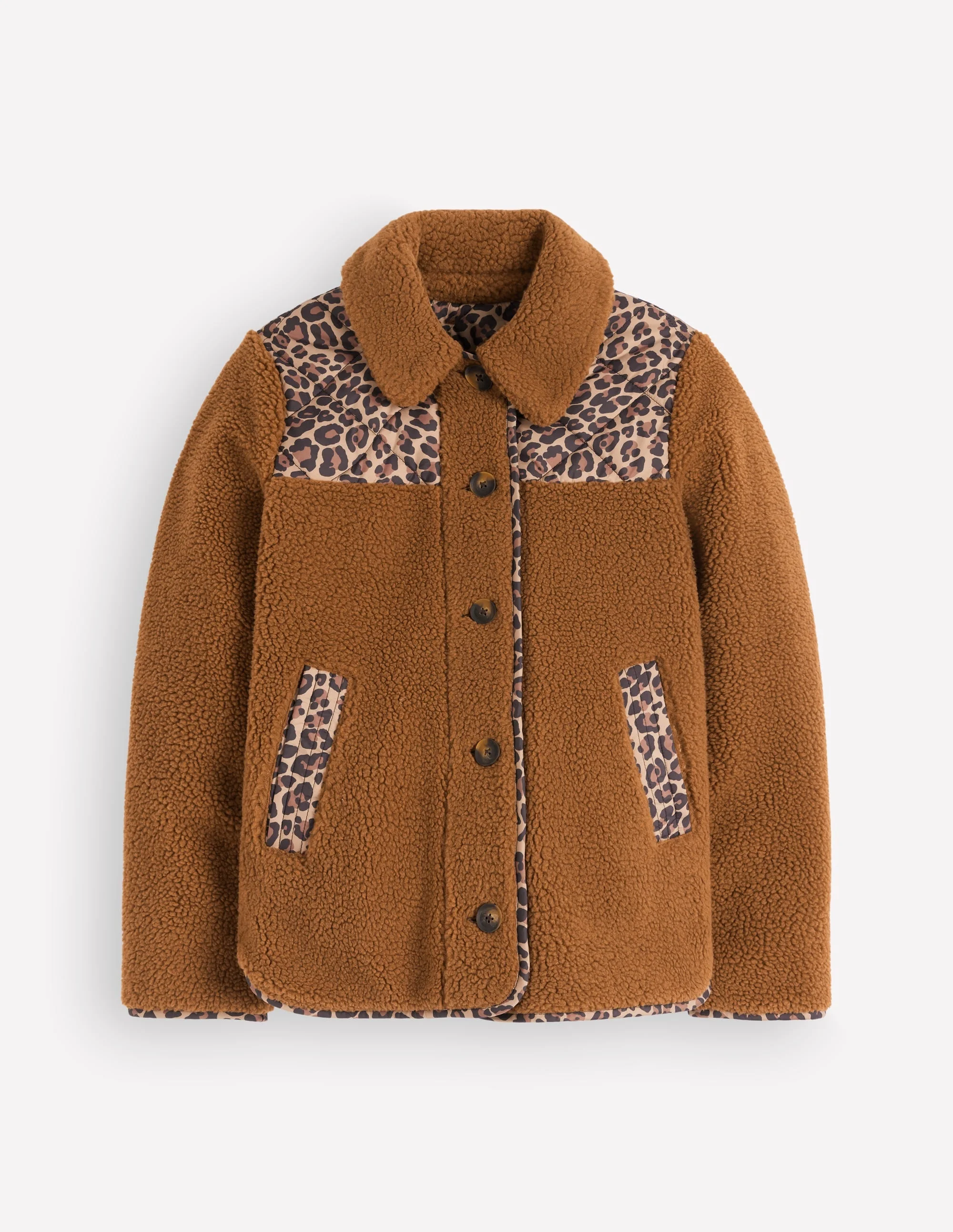 Reversible Borg Mix Coat-Leopard - 1
