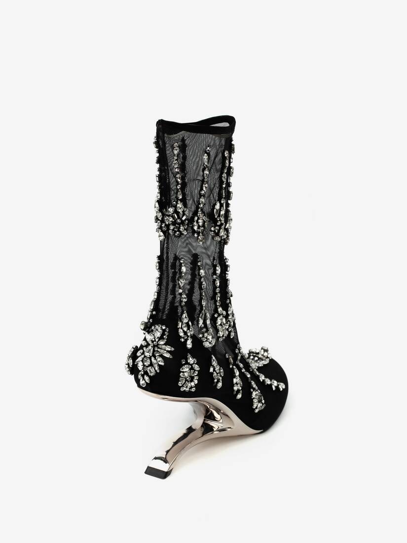 Embroidered Arc Boot in Black/silver - 3