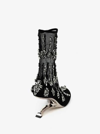 Alexander McQueen Embroidered Arc Boot in Black/silver outlook