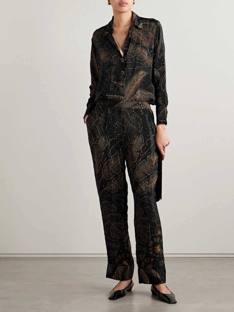 FARM RIO Crystal-embellished Printed Crepe De Chine Straight-leg Pants outlook