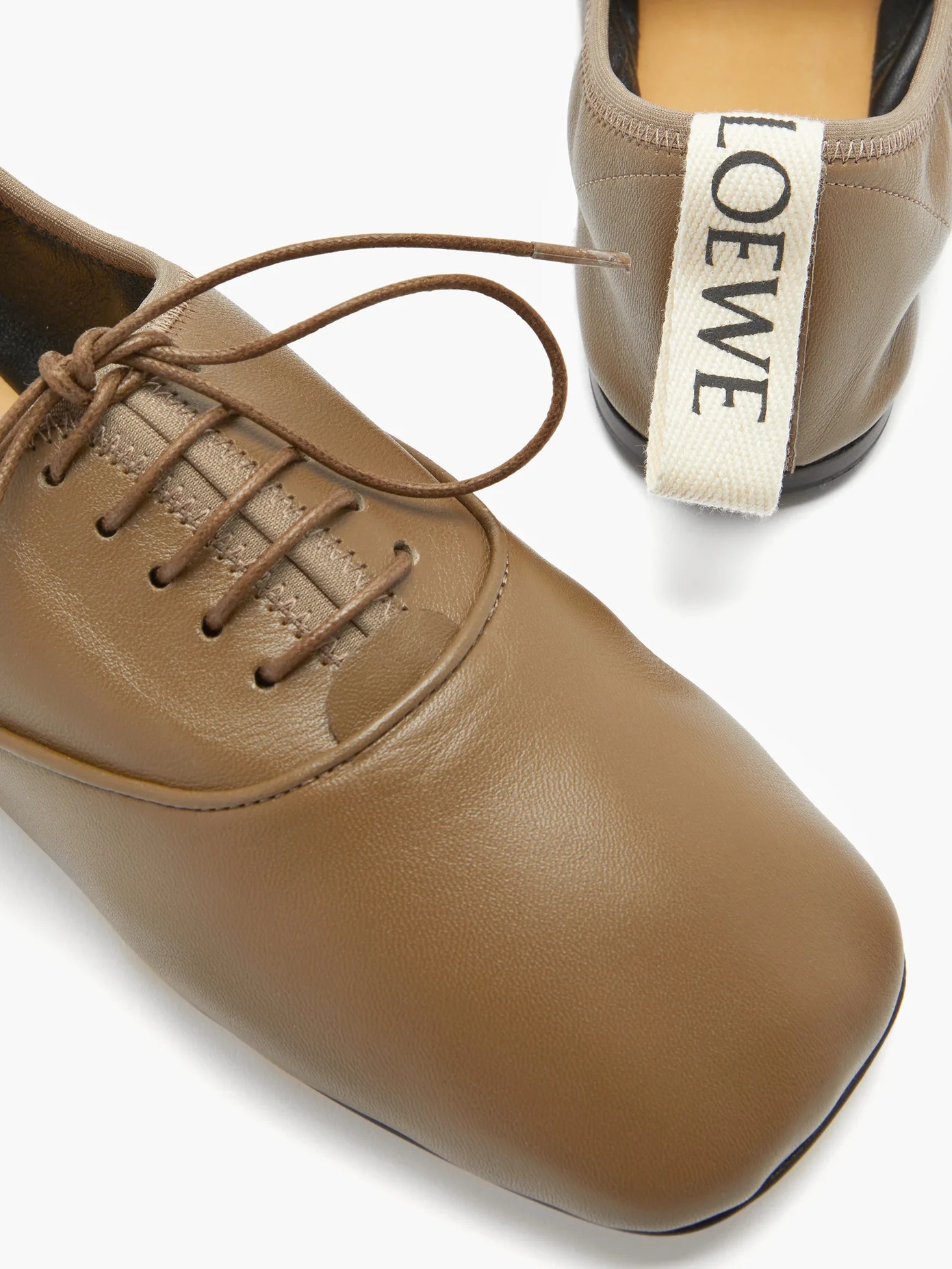 Logo-tab leather oxford shoes - 6