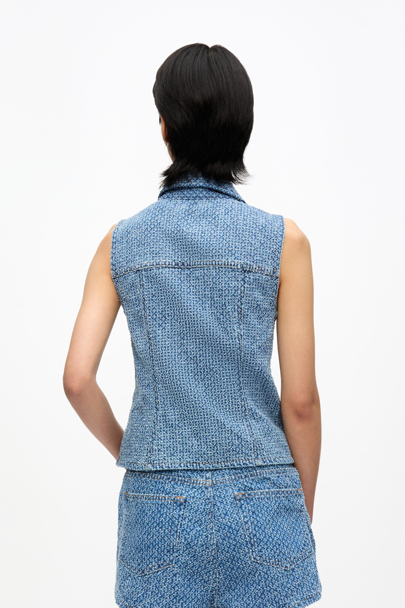 BLUE FLUFFY DENIM FITTED TOP - 4