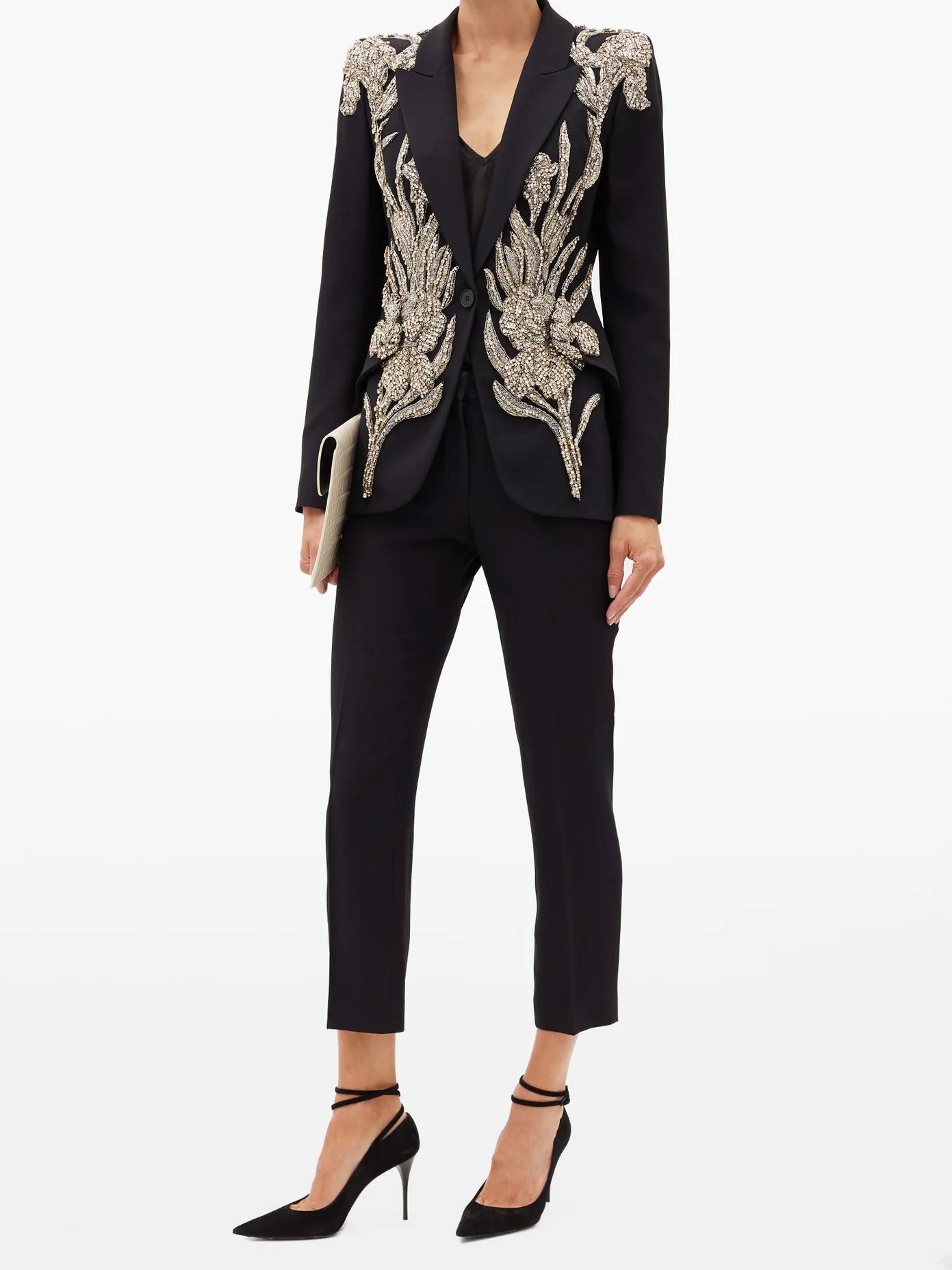 Crystal-embellished leaf-crepe jacket - 2