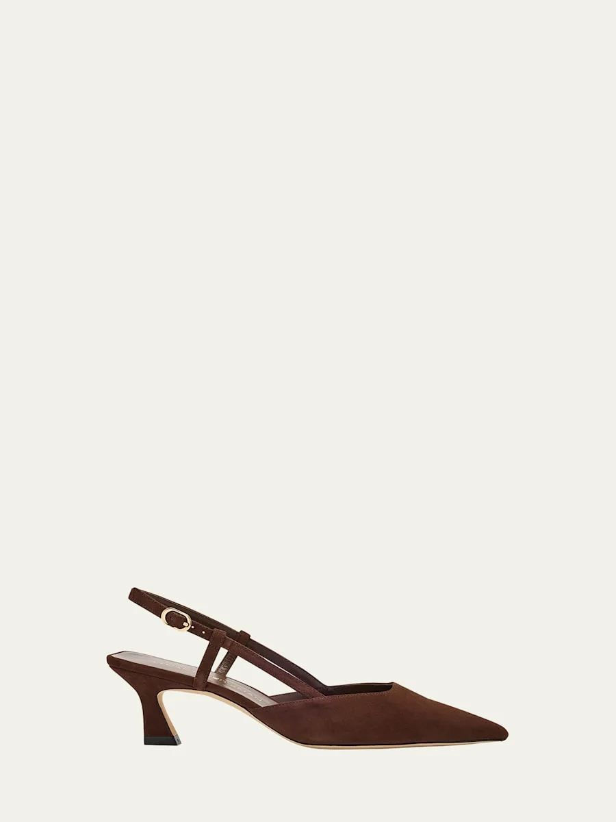 Vinnie Suede Kitten Slingback Pumps - 1