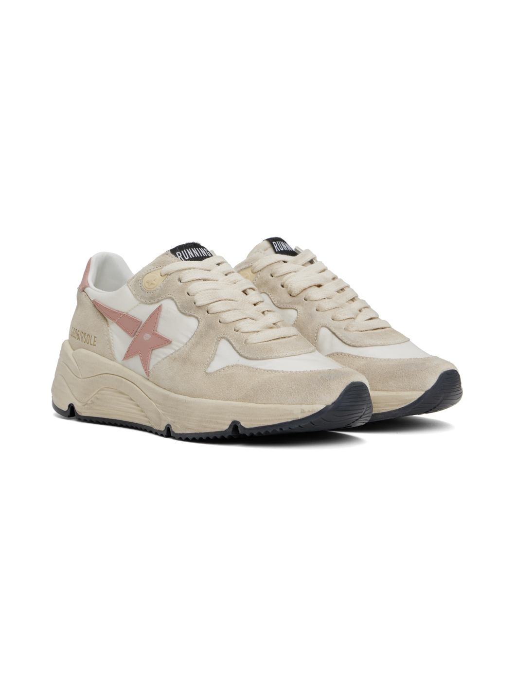 Beige & Off-White Running Sole Sneakers - 4