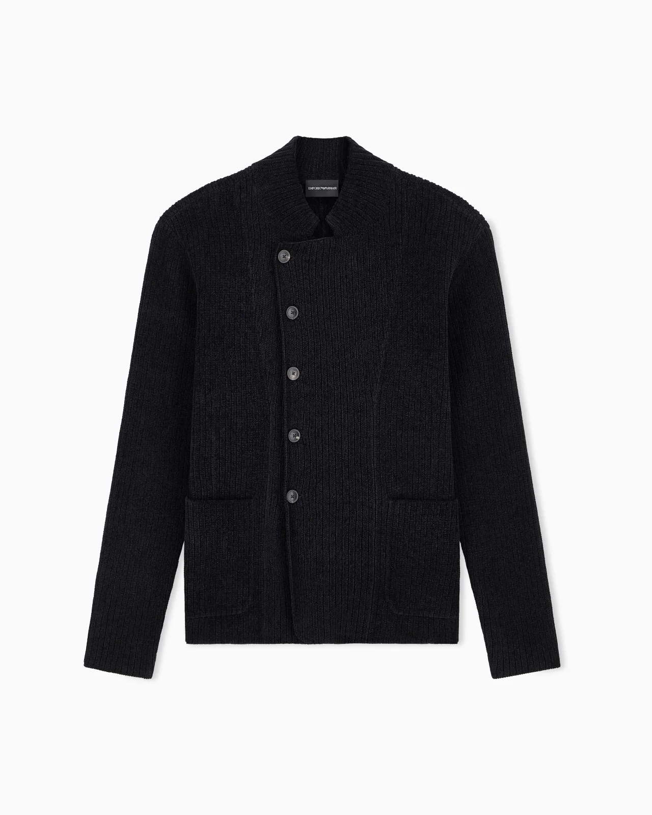 SIGNATURE CAPSULE COLLECTION RIBBED KNIT JACKET WITH AN OFF-CENTRE FASTENING - 1