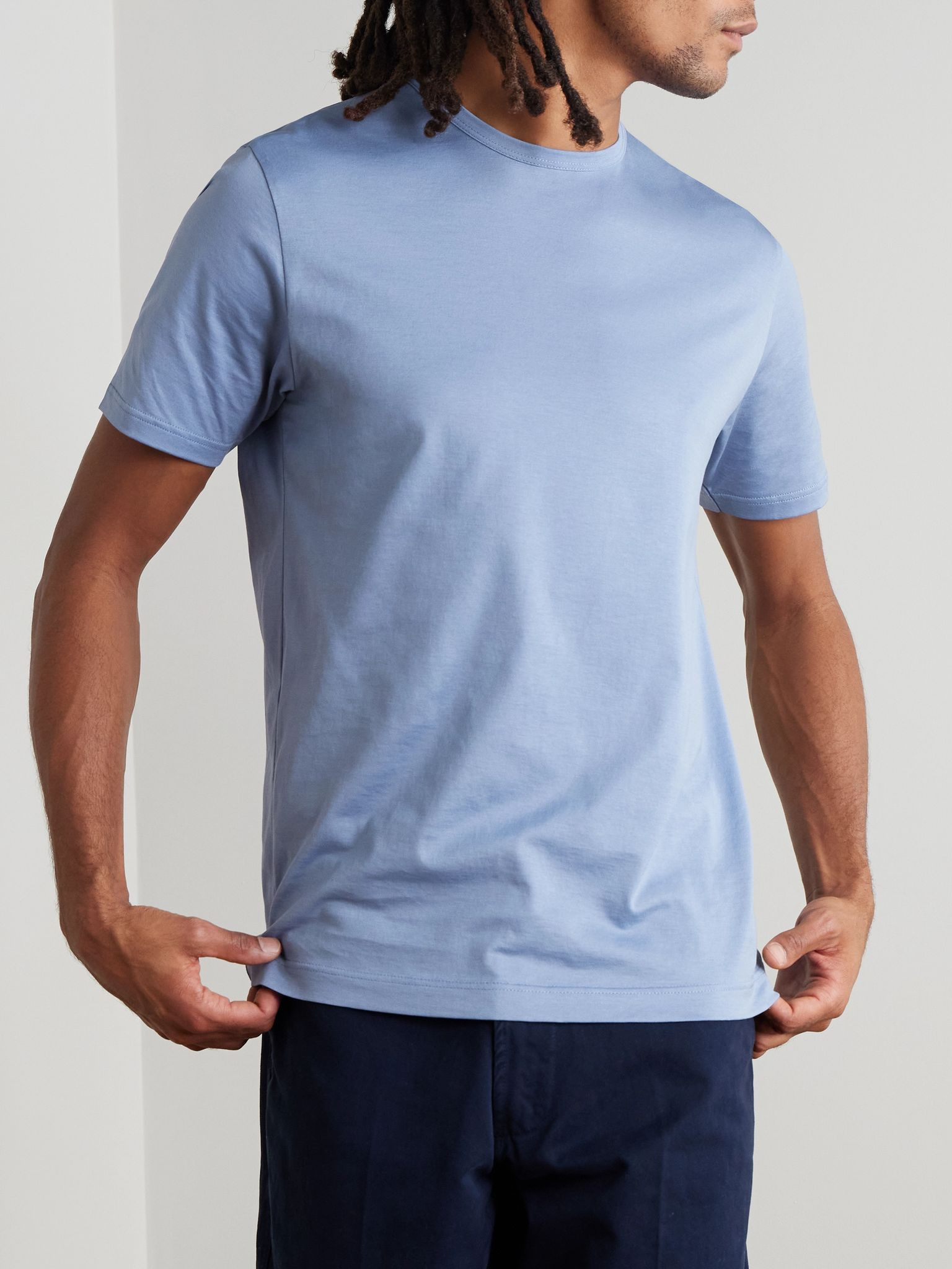 Slim-Fit Cotton-Jersey T-Shirt Blue - 3