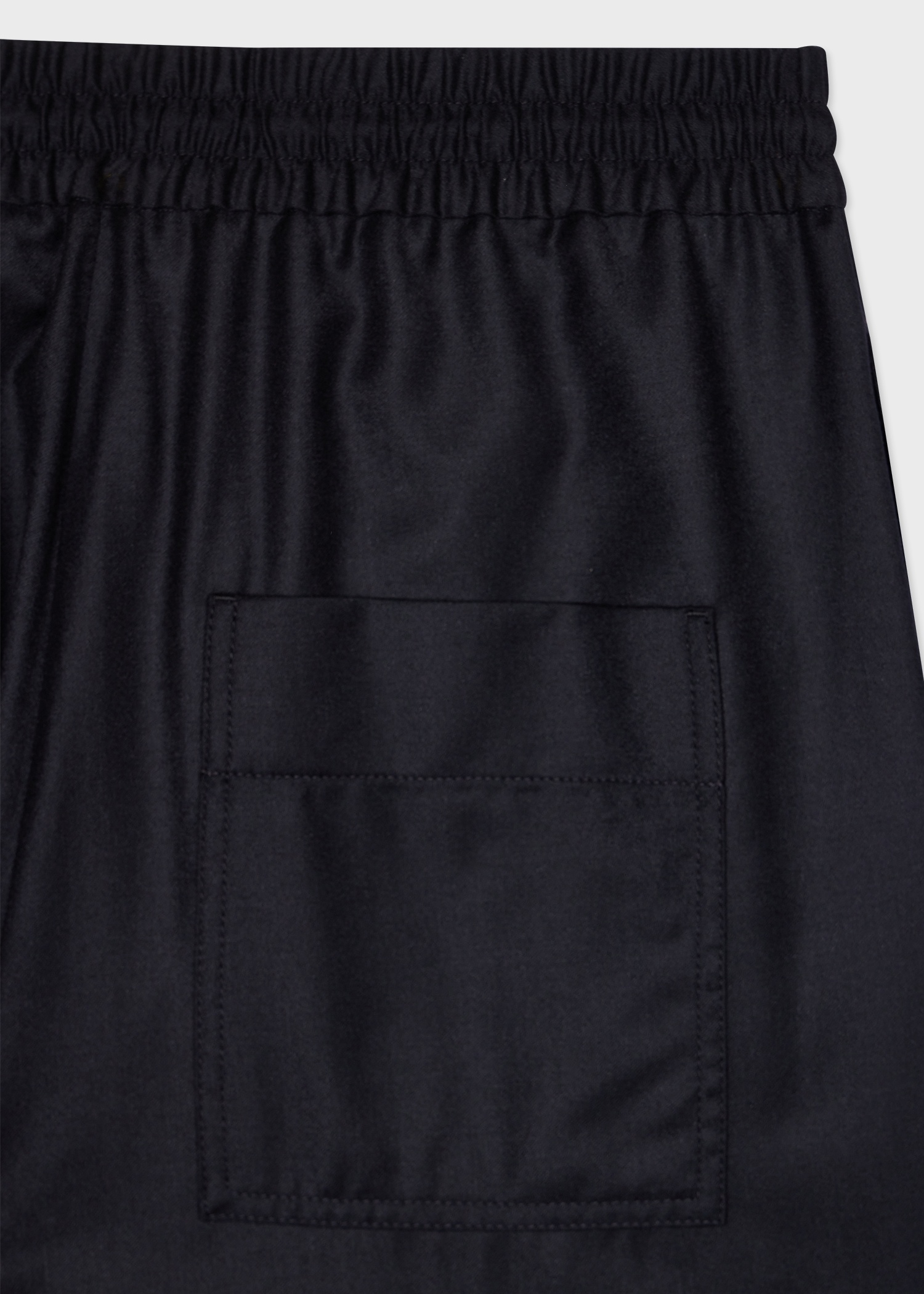 Women's Navy Wool-Blend Flannel Wide Leg Trousers - 2