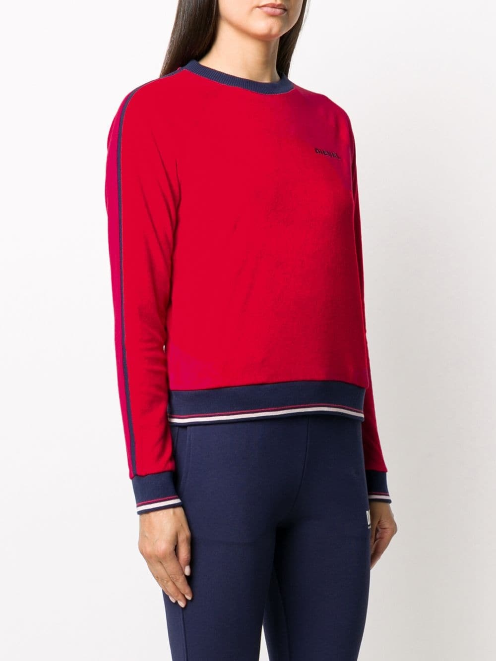 stripe detail logo embroidered jumper - 3