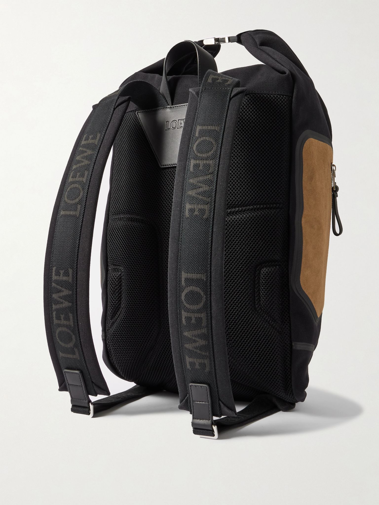 Flex Logo-Embossed Suede and Canvas Backpack Brown - 3