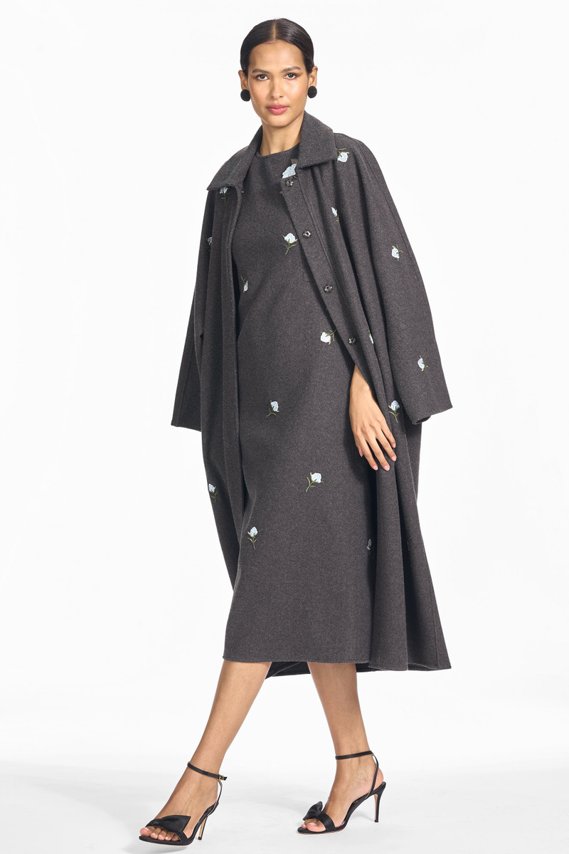 EMBROIDERED ALESSANDRA COAT - GRAPHITE 1
