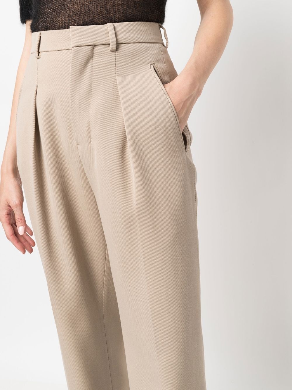 high-waisted flared wool trousers - 10