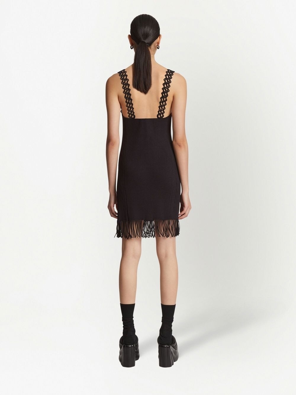 embroidered-detail ribbed-knit dress - 4