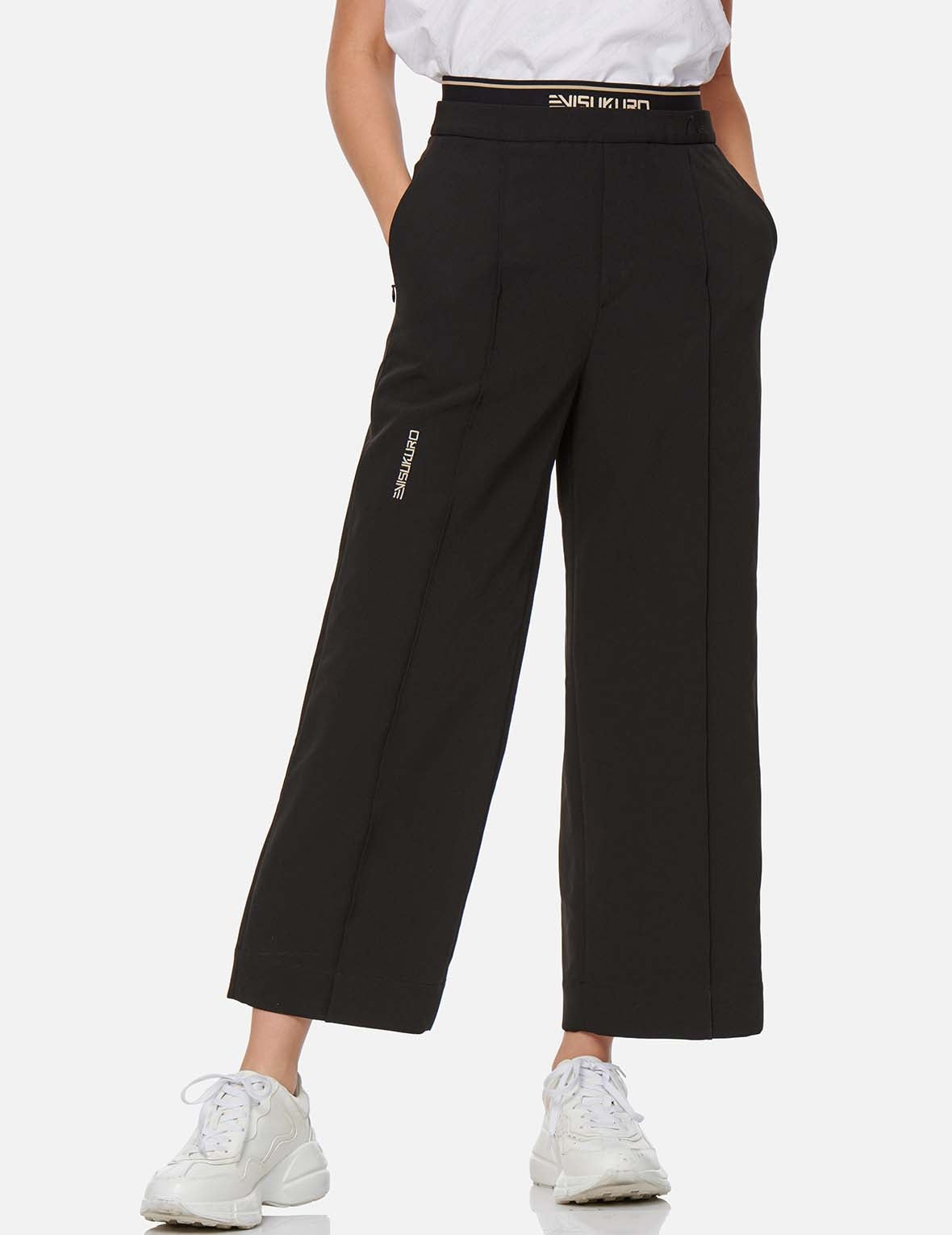 Double Waistband Wide Leg Pants - 7