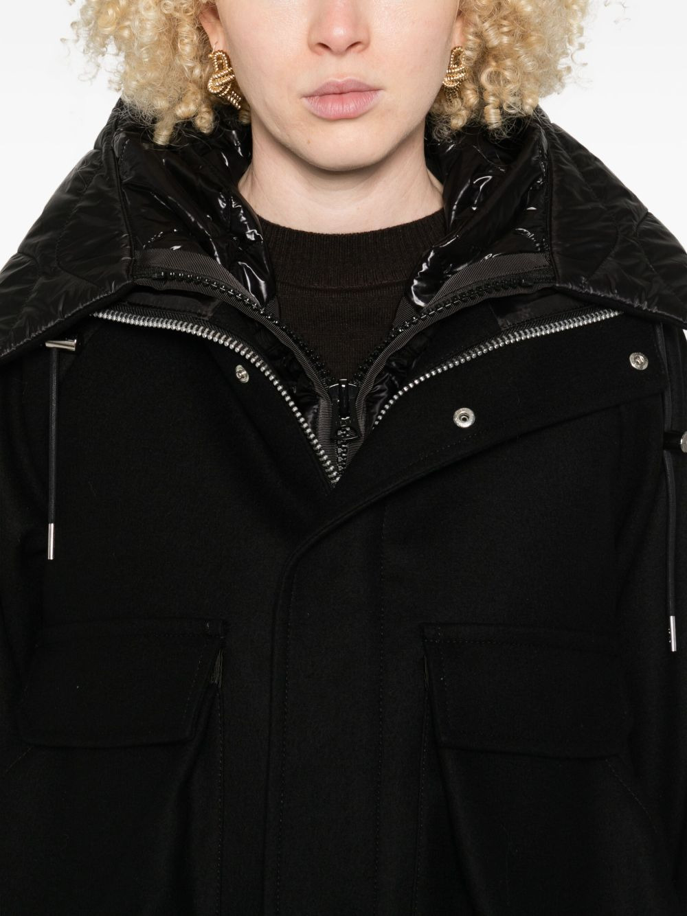 hooded quilted panel jacket - 5