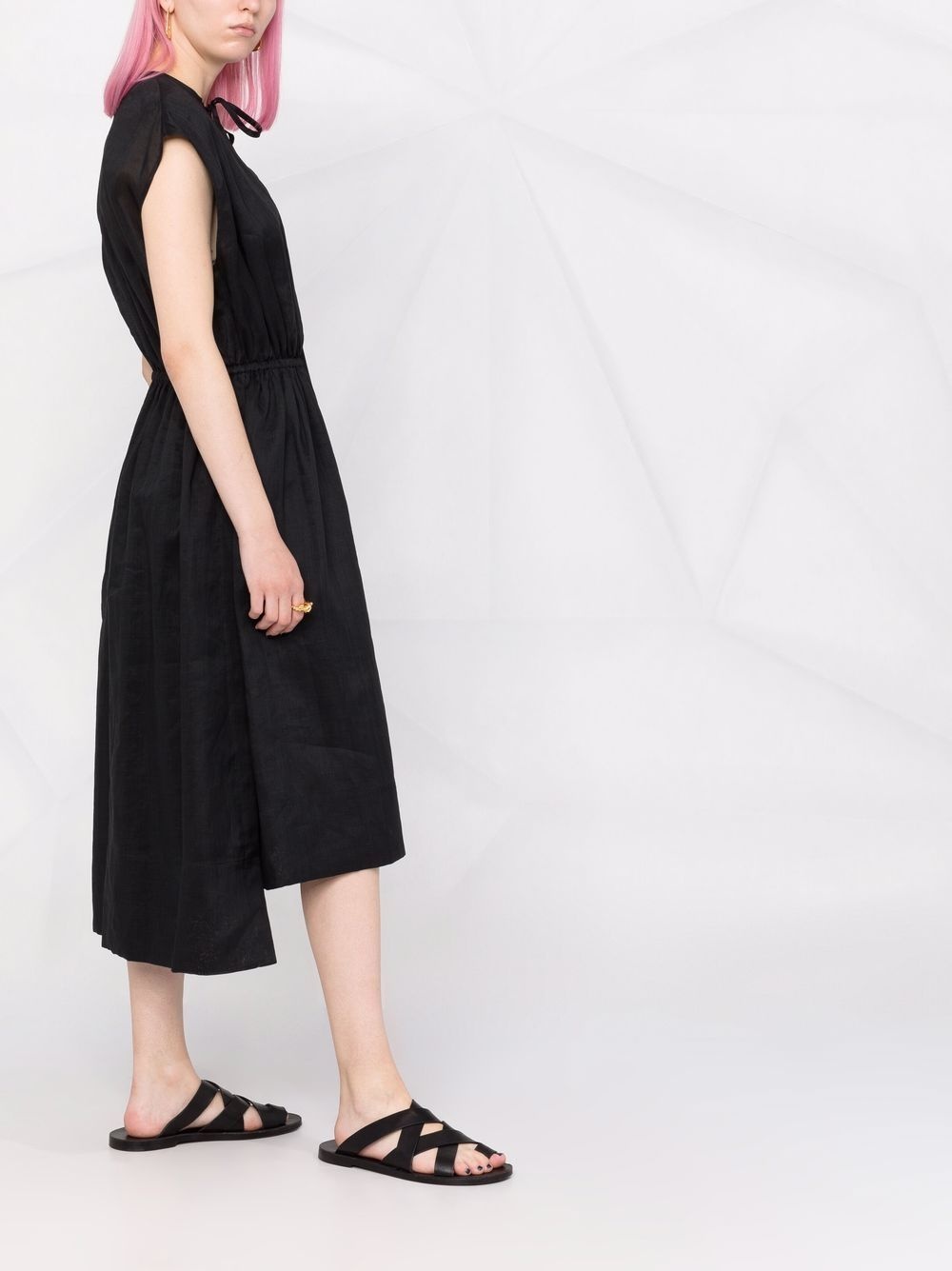 sleeveless gathered-detail dress - 6