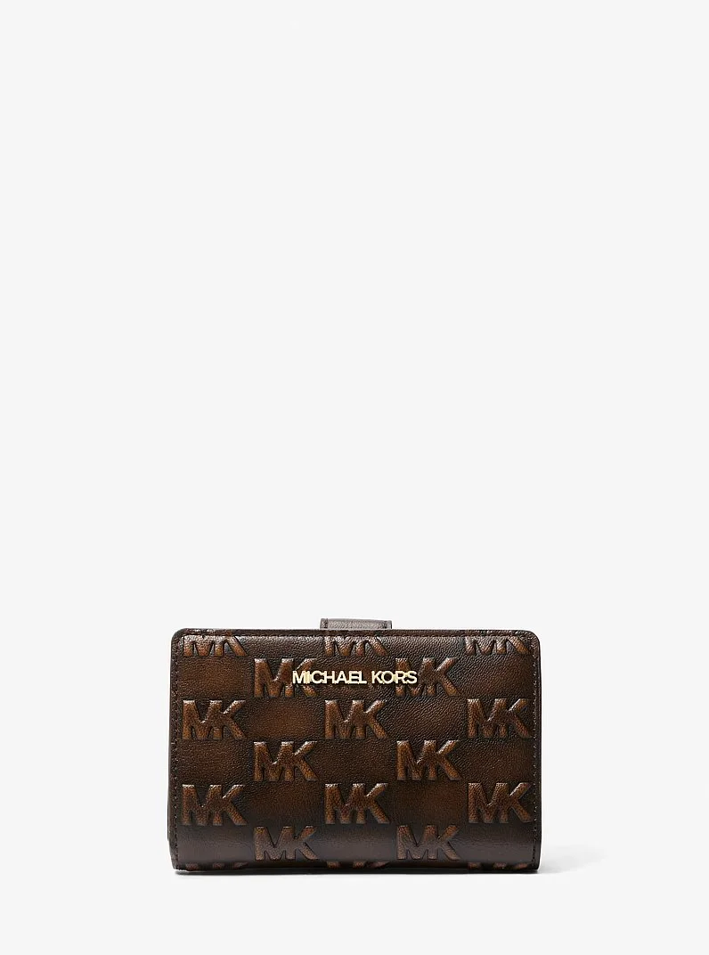 Jet Set Travel Medium Logo Embossed Burnished Wallet - 1