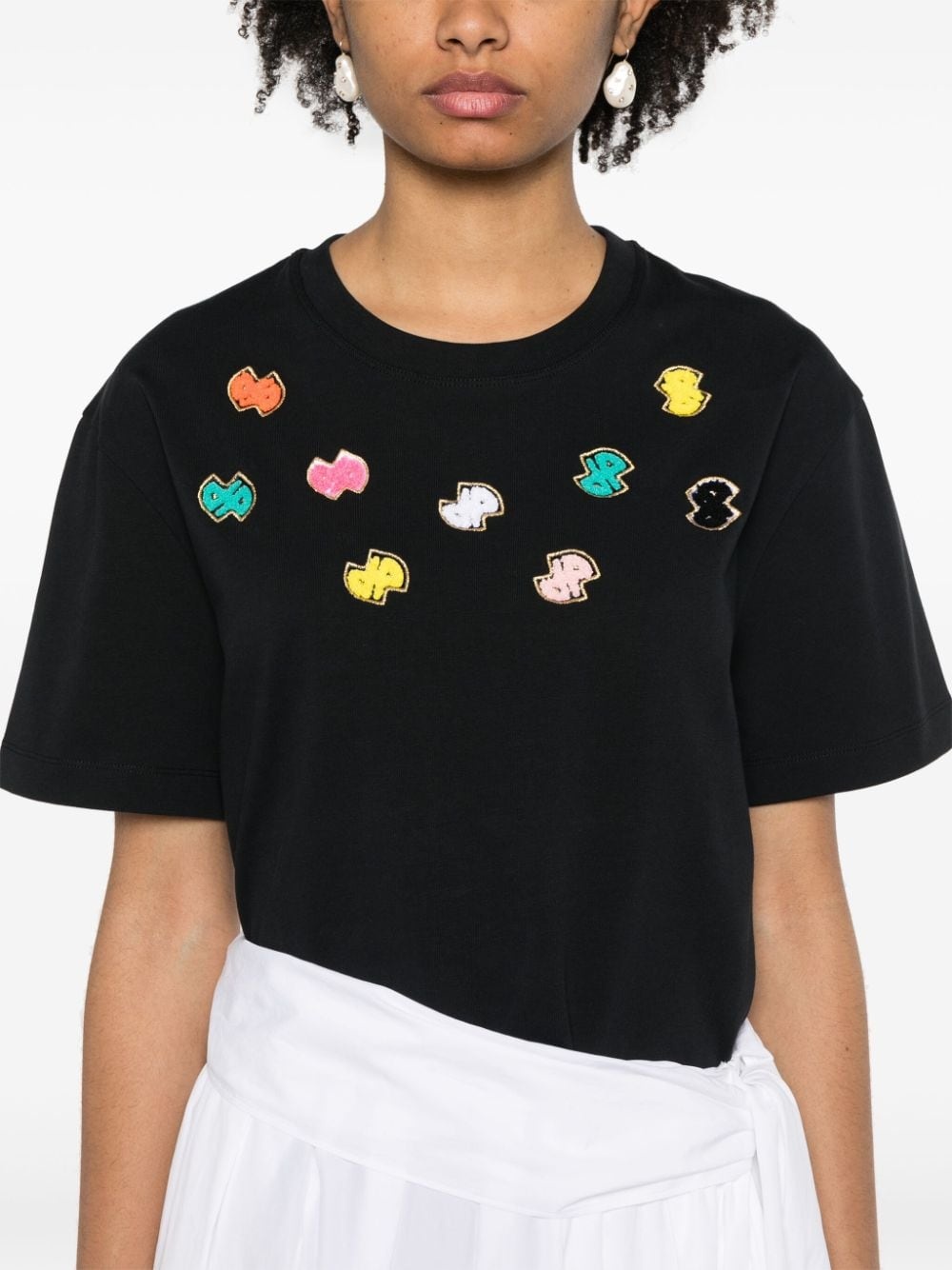 motif-embroidered cotton T-shirt - 5