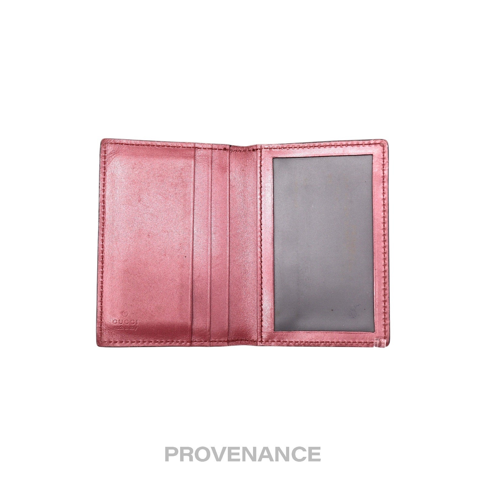 Gucci Heart Pocket Organizer Wallet - Pink Metallic Leather - 5