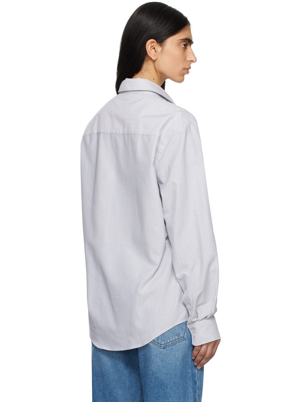 Blue & White Cotton Button-Down Ami de Coeur Shirt - 3