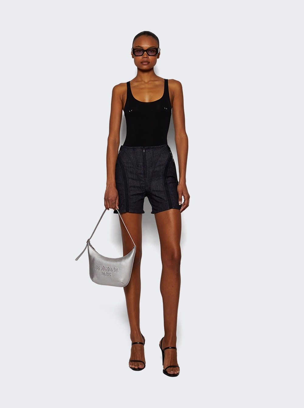 Mesh Laced Up Shorts Blue And Black - 5