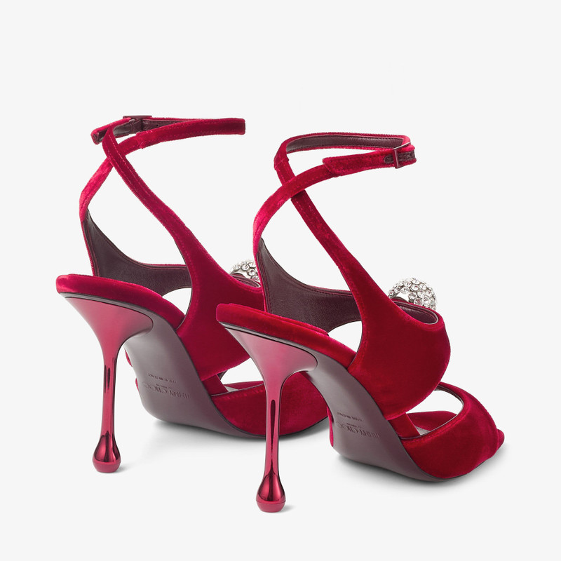 JIMMY CHOO Orb 95
Ruby Red Velvet Sandals outlook