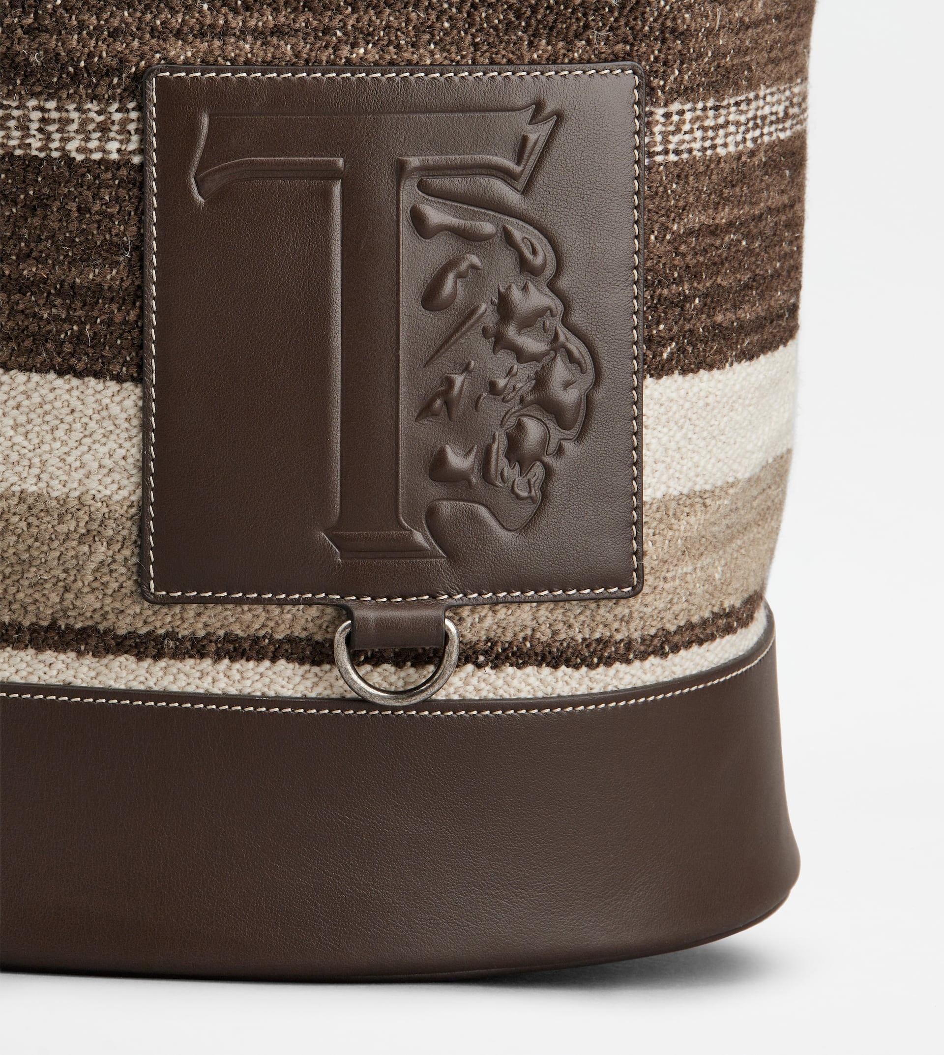 BAG IN FABRIC AND LEATHER MEDIUM - BROWN - 6