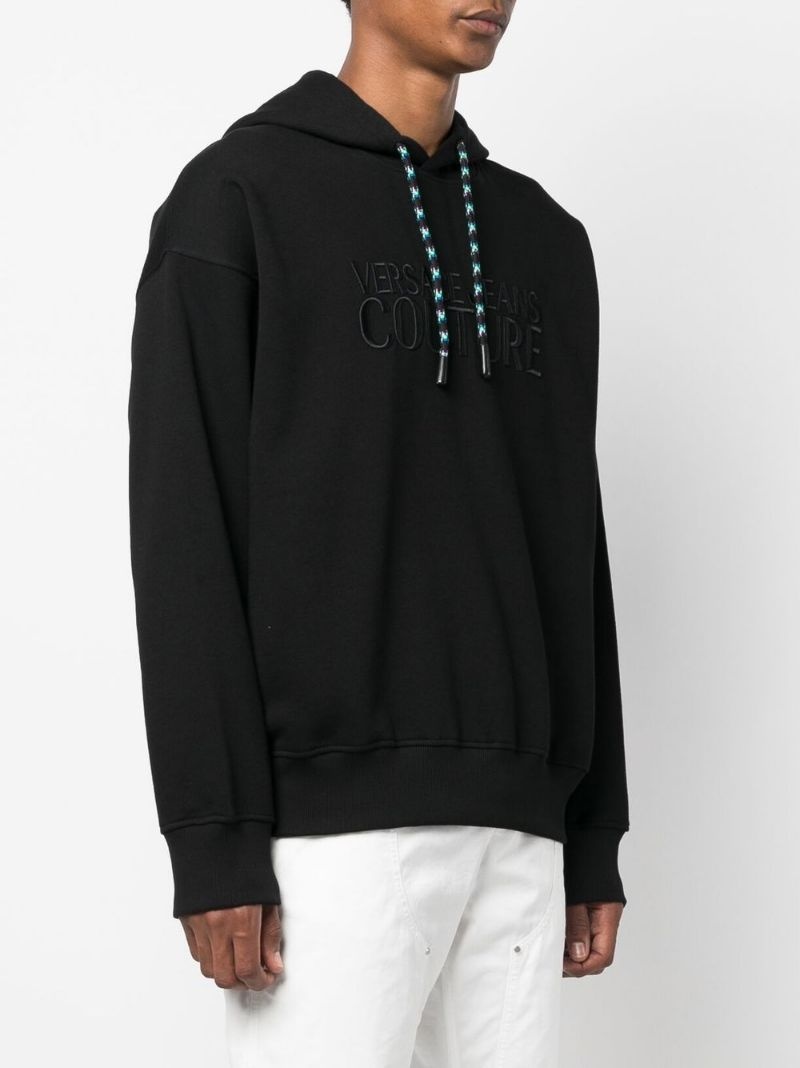 logo-embroidered drawstring hoodie - 3