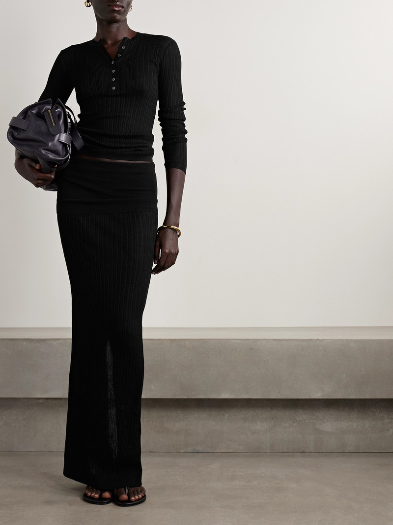 SKIMS Sheer Knit Foldover Long Skirt outlook