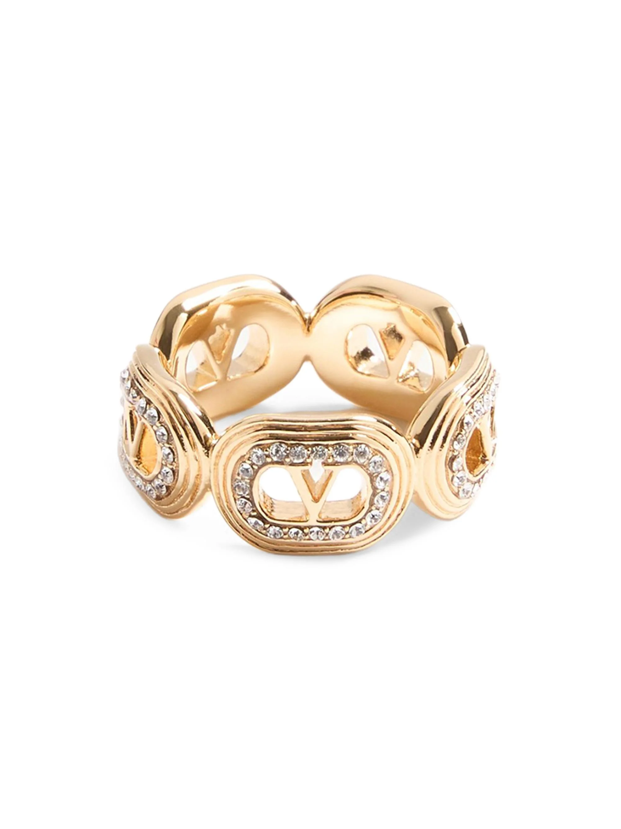 Women's Ovalette Metal and Swarovski Crystal Ring - Gold Crystal - 1
