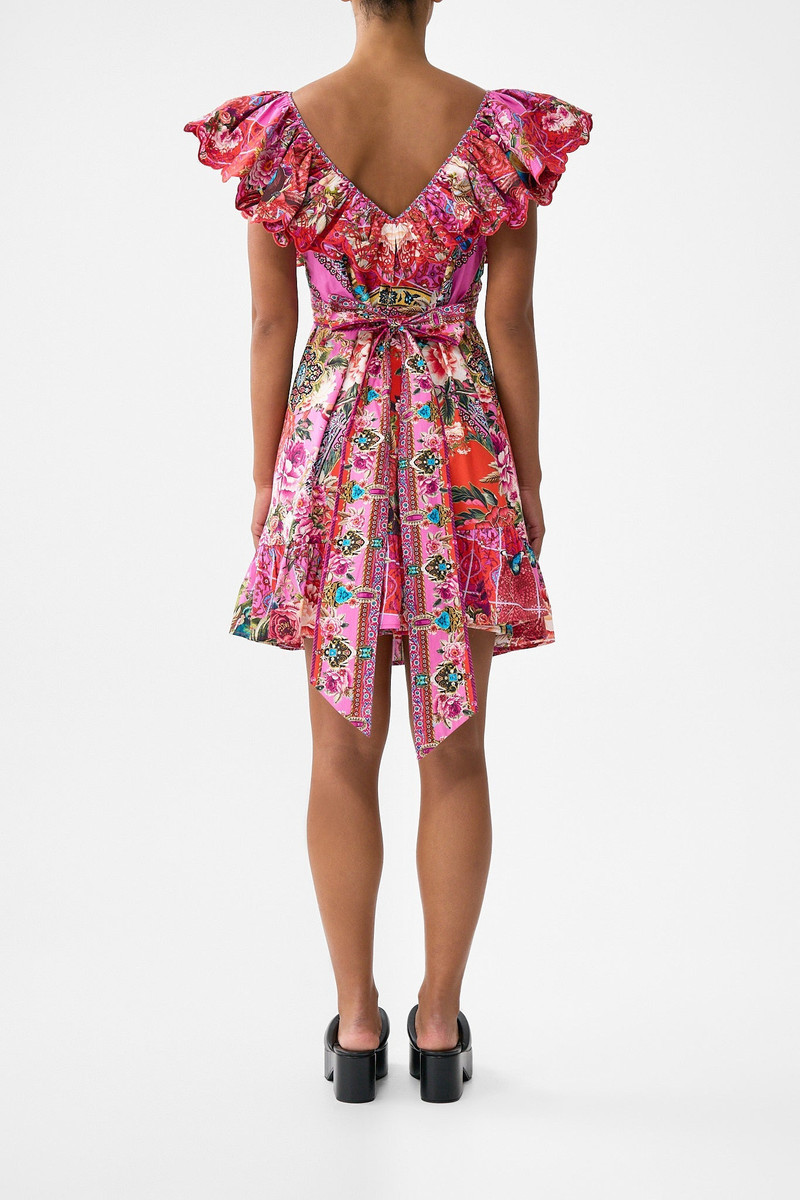 CAMILLA SHORT FRILL NECK DRESS outlook