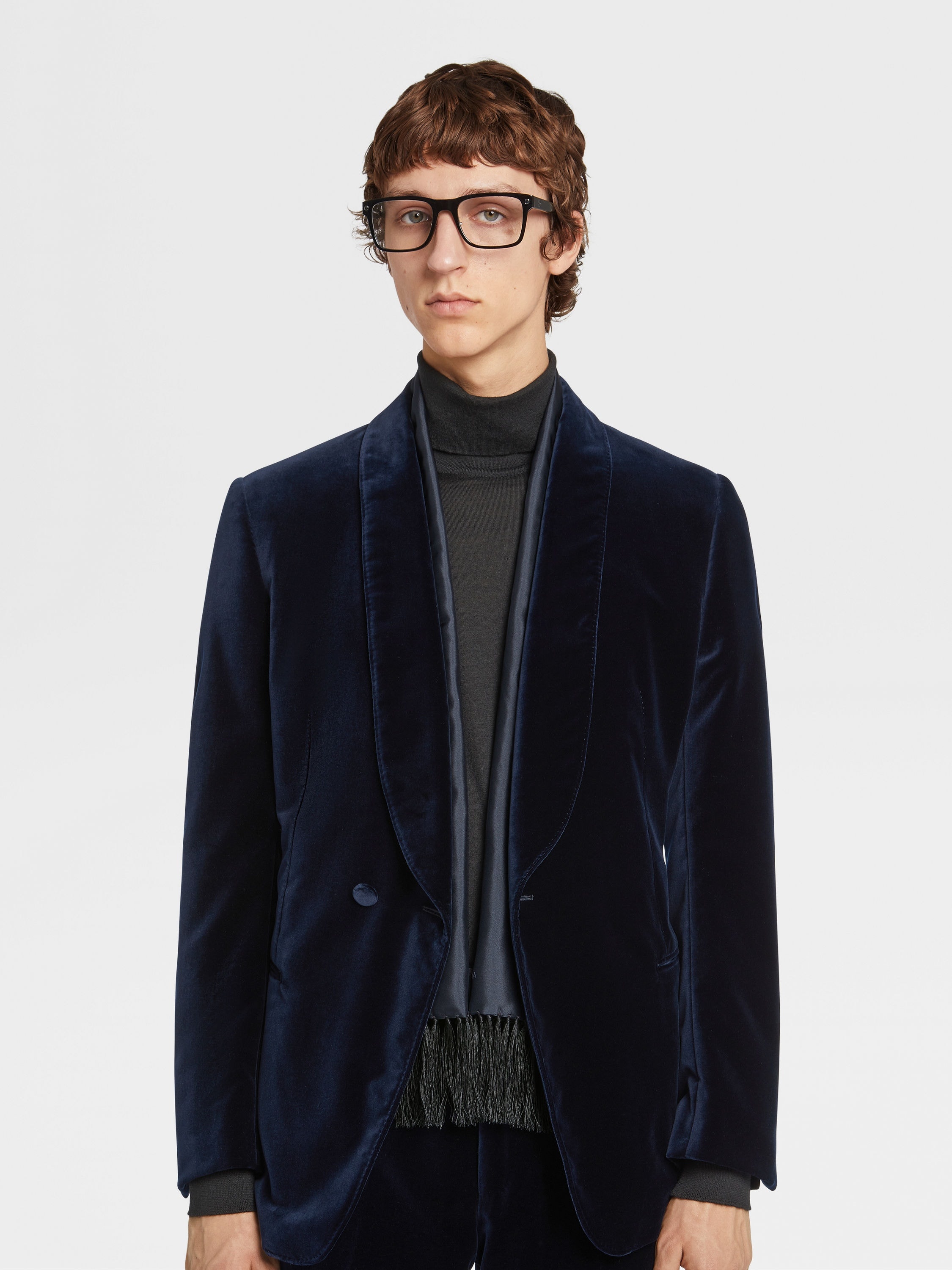 DARK BLUE SILK FOULARD - 3