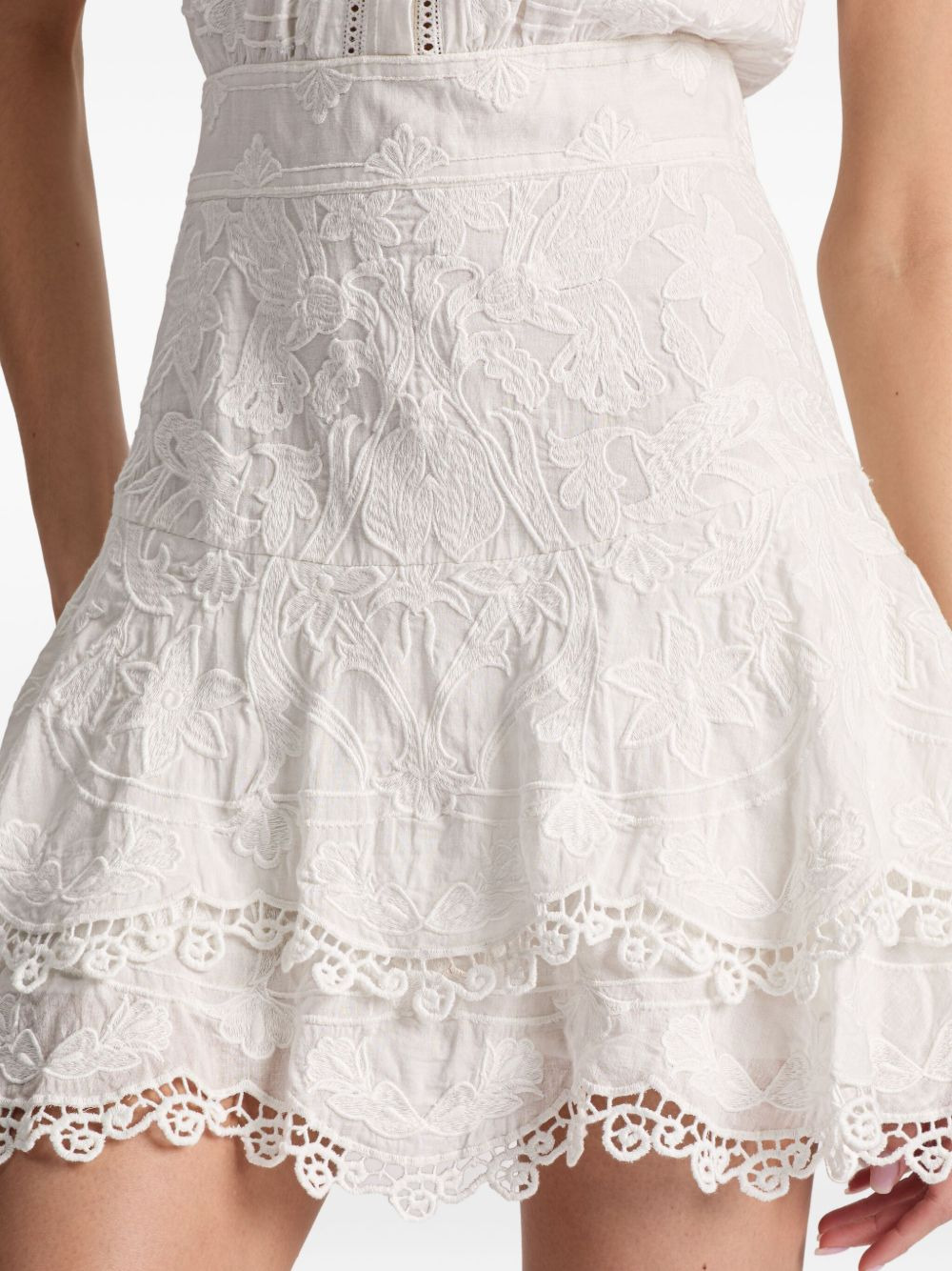 embroidered tiered cotton mini day dress - 5