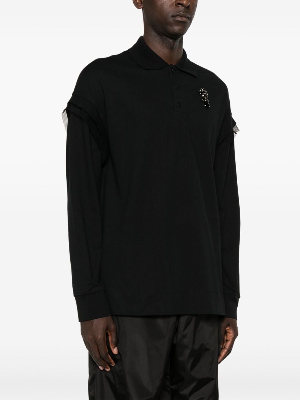crystal-embellished cotton polo shirt - 3