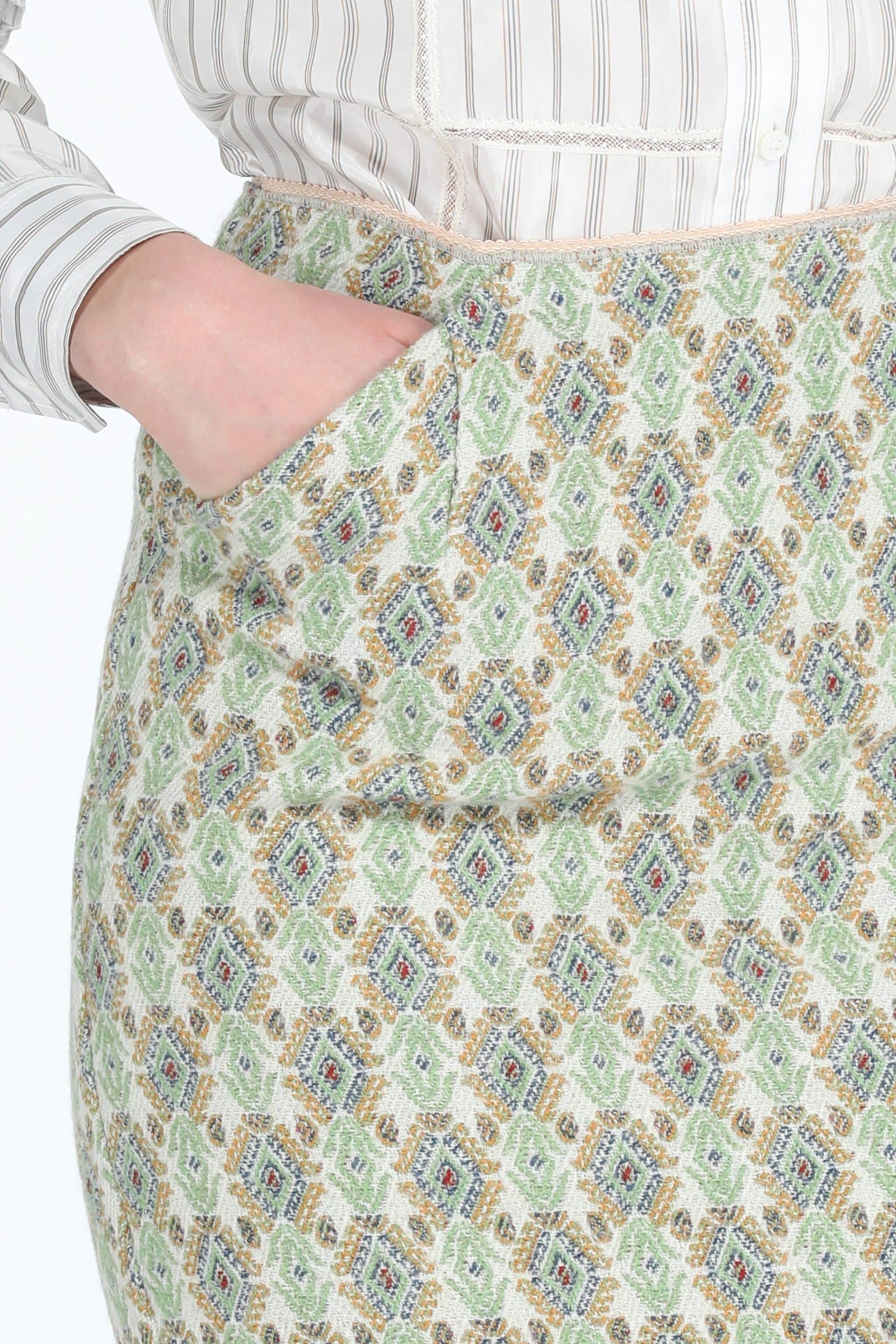 GEOMETRIC-JACQUARD TAILORED PENCIL SKIRT - 4