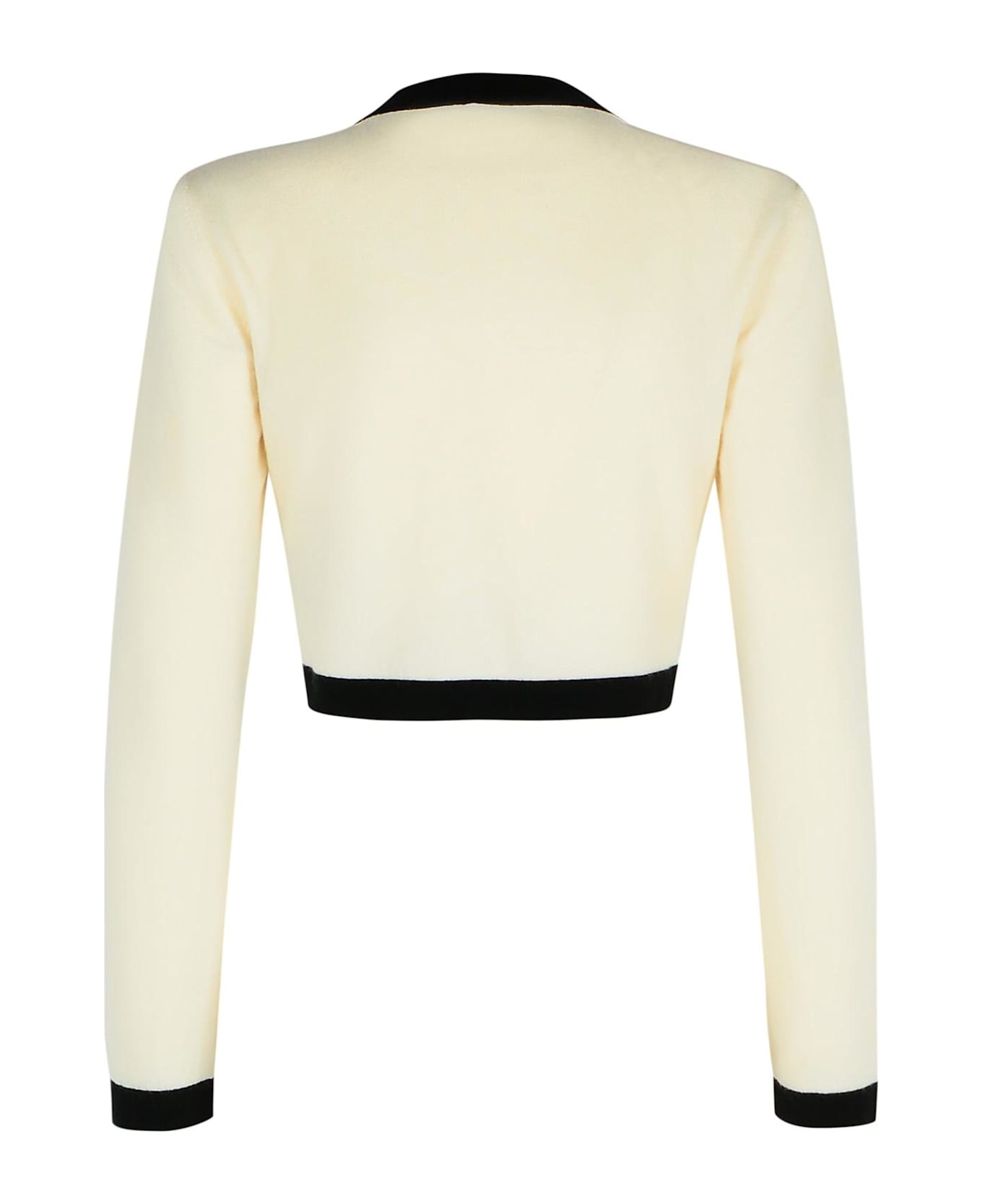 'crop' Cream Wool Blend Cardigan - 3