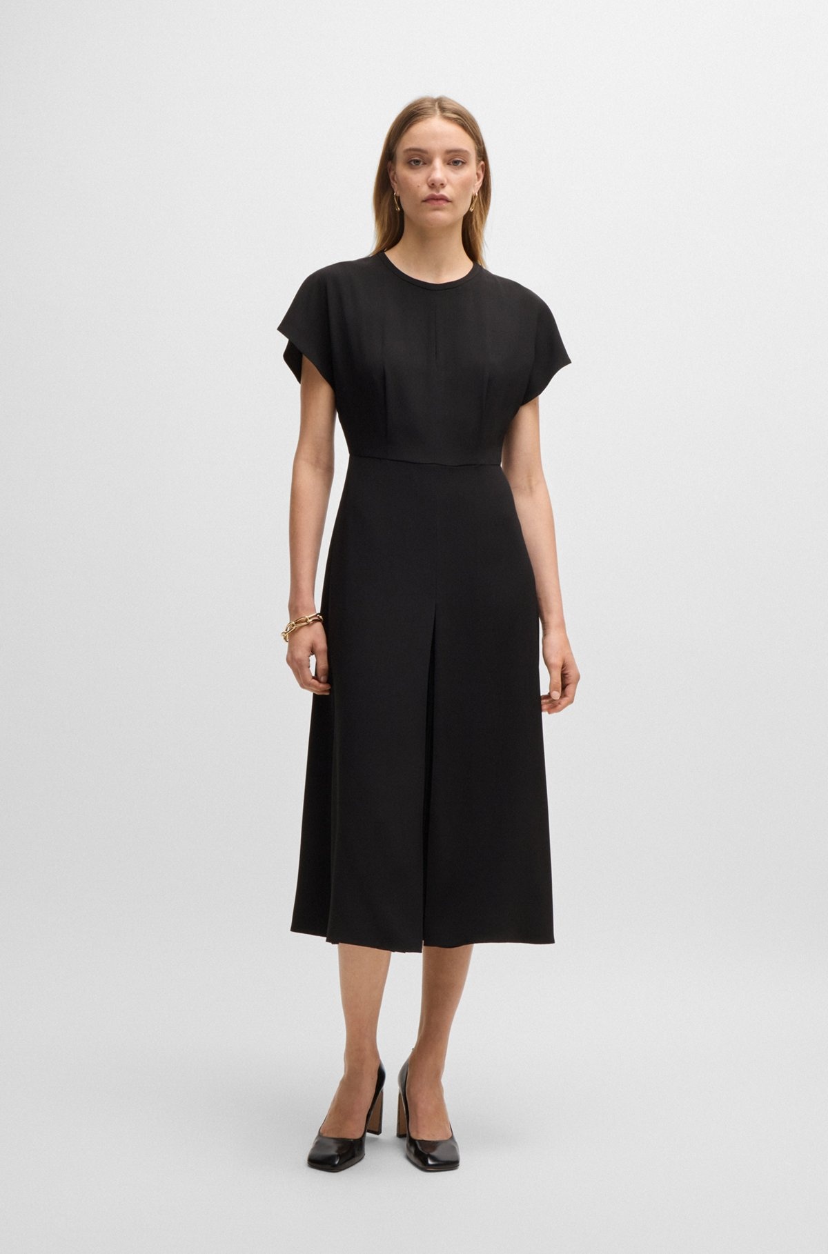 KEYHOLE-NECKLINE DRESS WITH PLISSÉ INSERT - 3