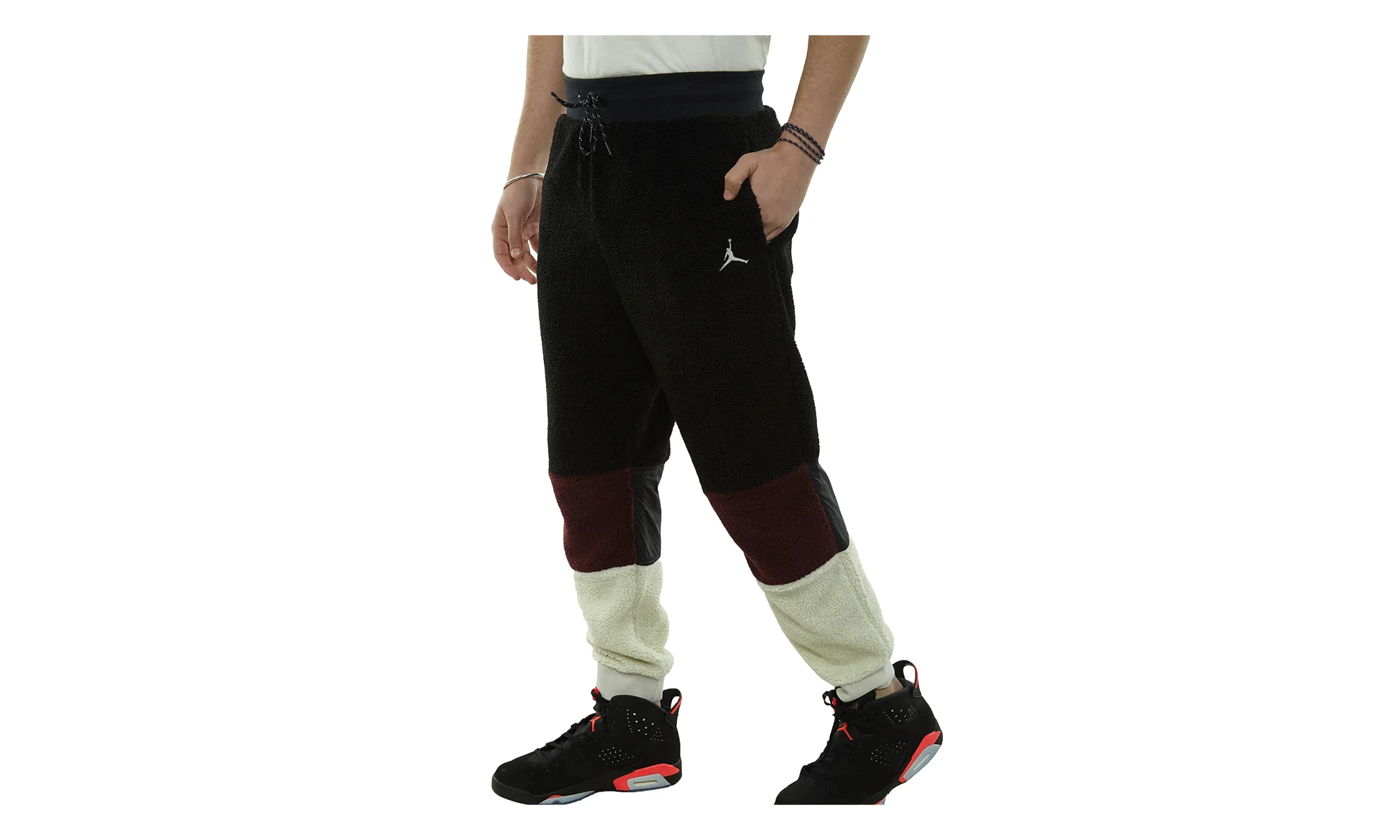 Air Jordan Sportswear Sherpa Pant "BLACK / BURGUNDY CRUSH / LIGHT BON" BQ6955 010 - 1