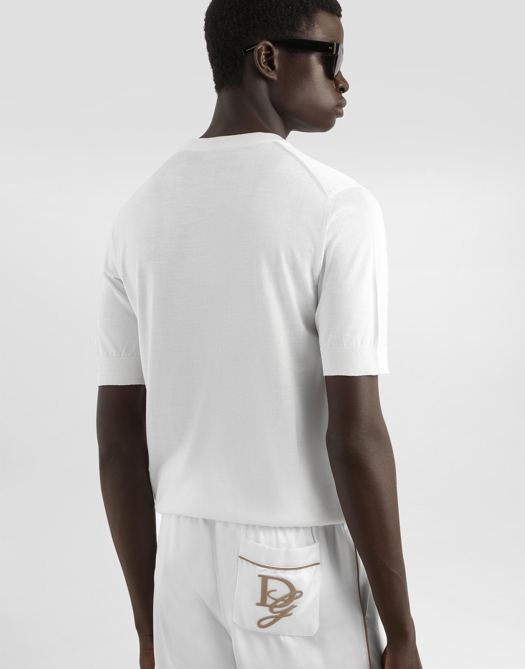 Silk round-neck sweater with DG embroidery - 5