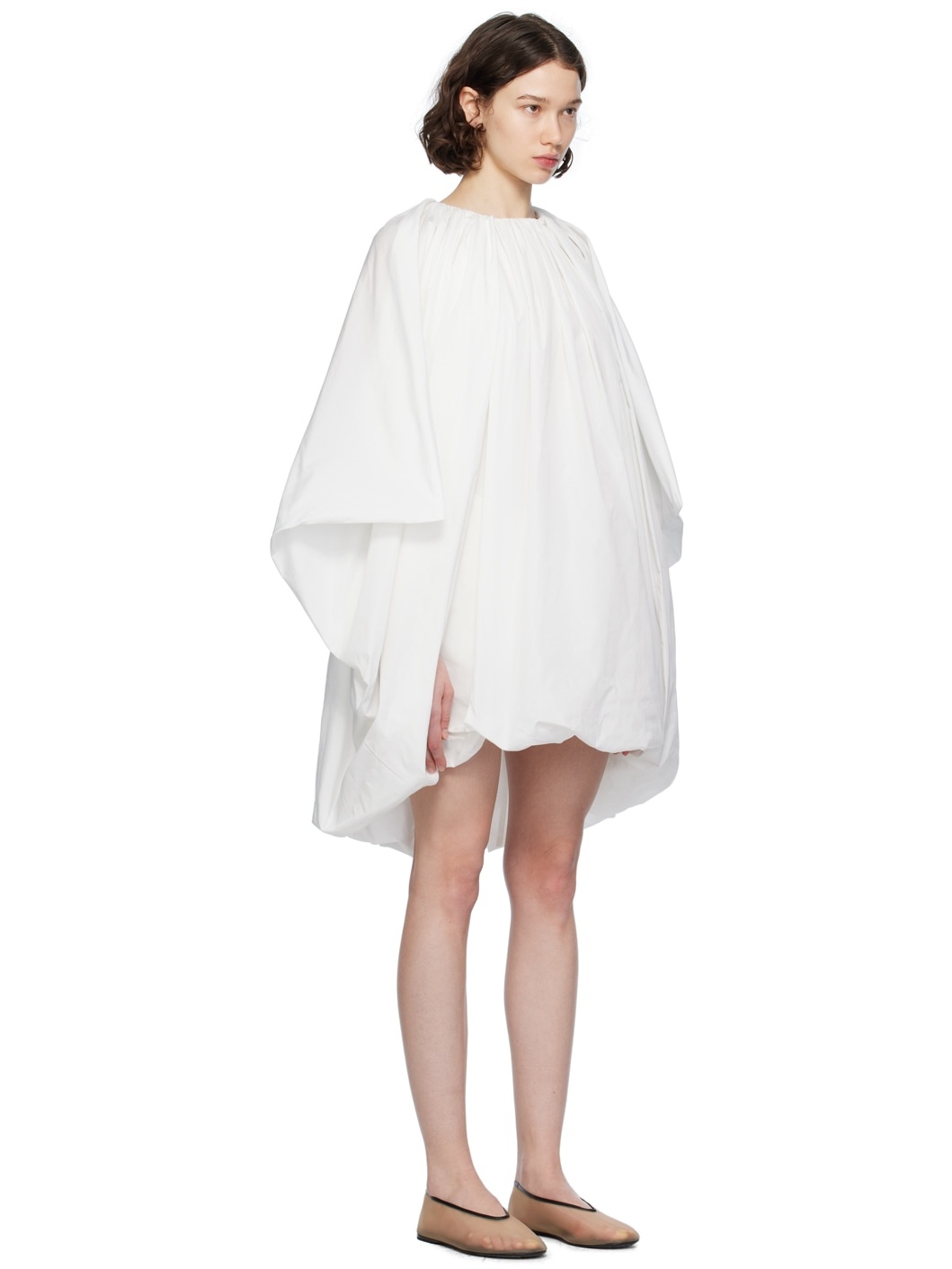 White Sleeveless Cape Minidress - 2