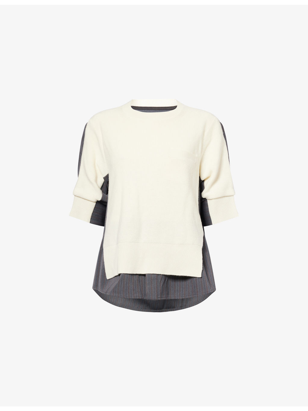 Stripe-Print Layered Wool Jumper - 1