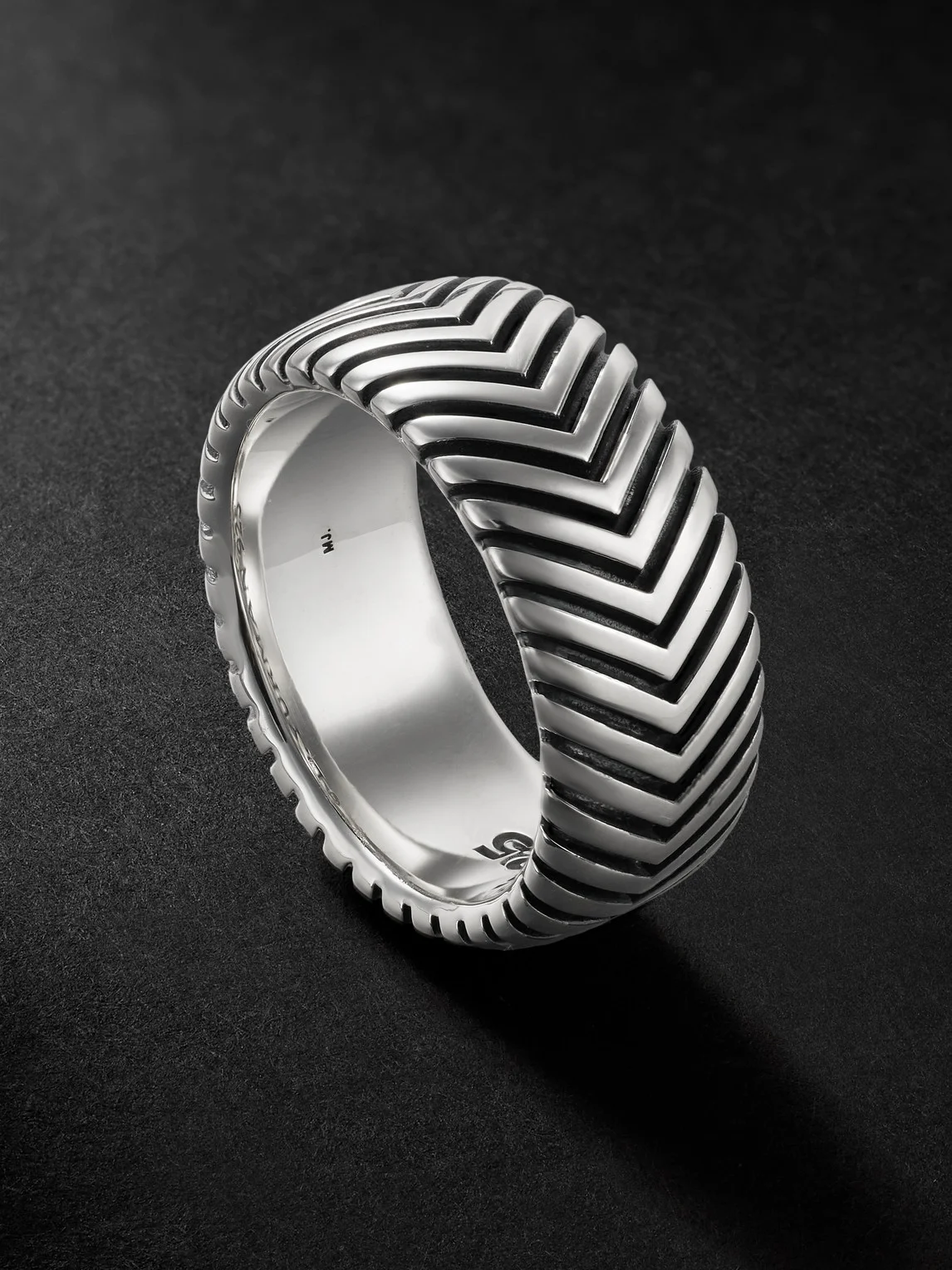 Chevron Sterling Silver Ring - 1