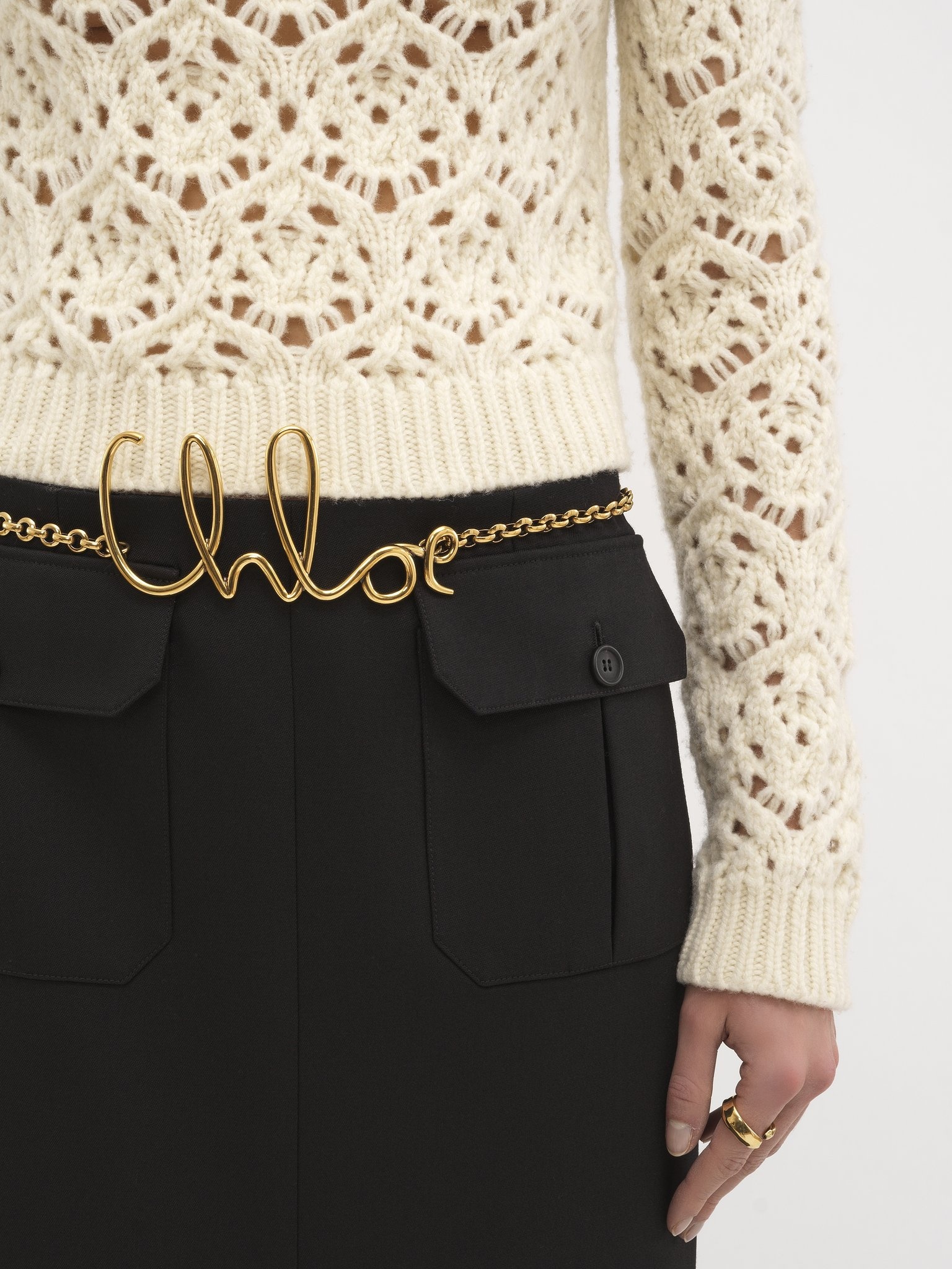 MIDI SKIRT IN WOOL GRAIN DE POUDRE - 6