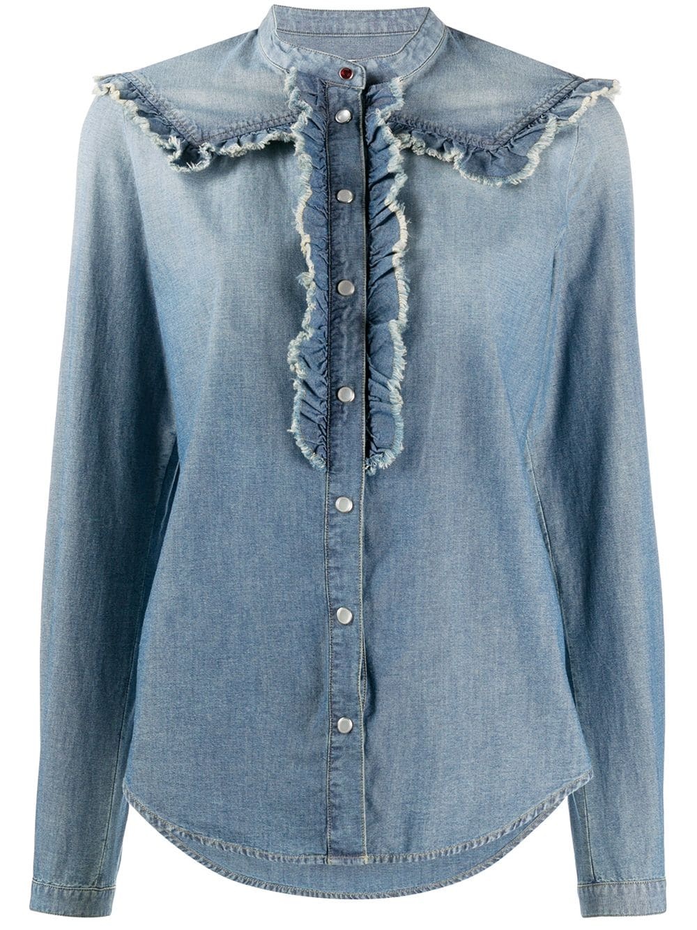 ruffle trimming denim shirt - 1